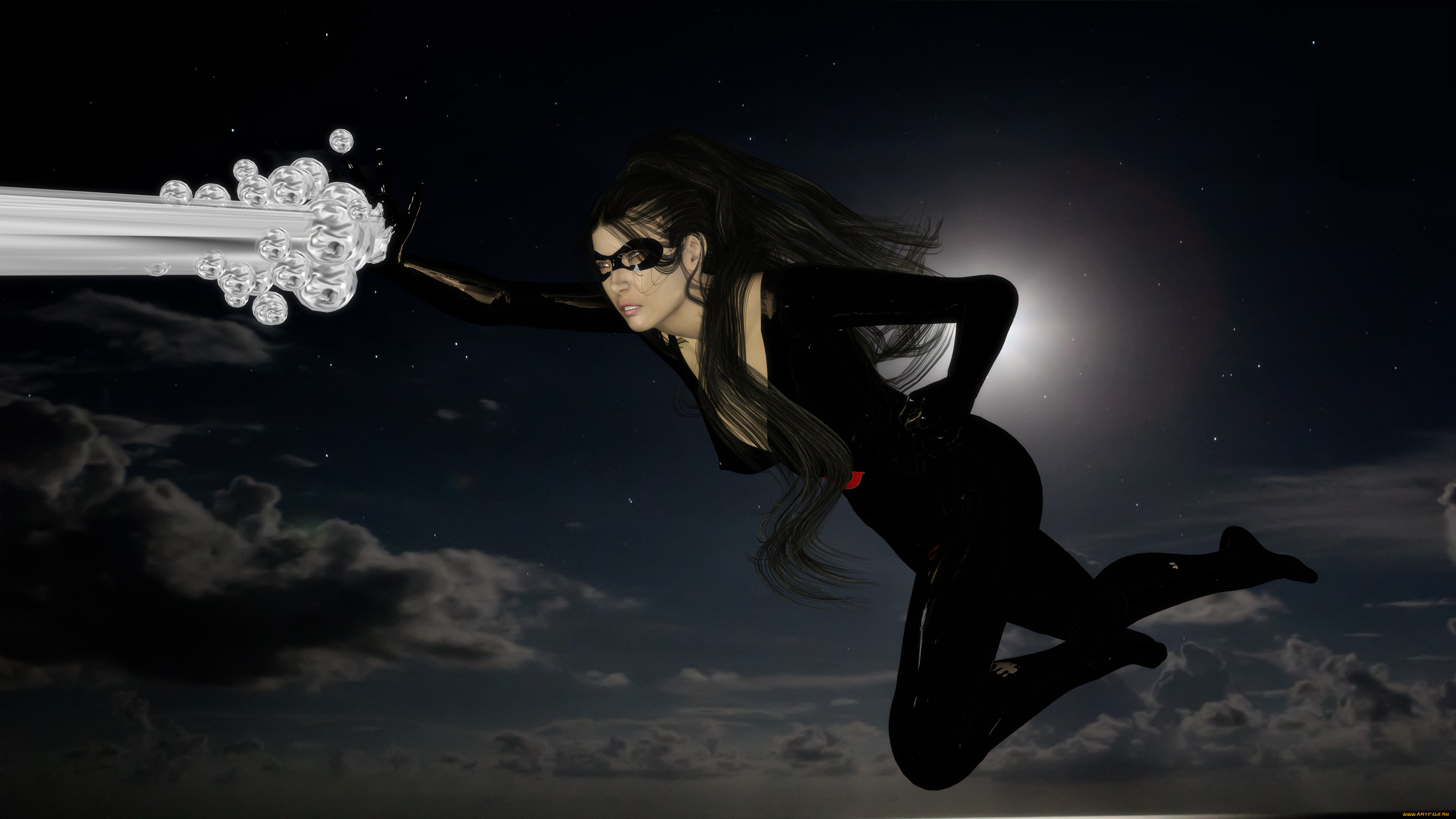 3д, графика, фантазия, , fantasy, девушка, взгляд, фон, полет