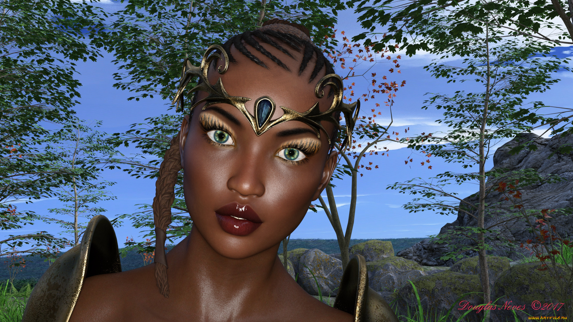 3д, графика, фантазия, , fantasy, фон, взгляд, девушка