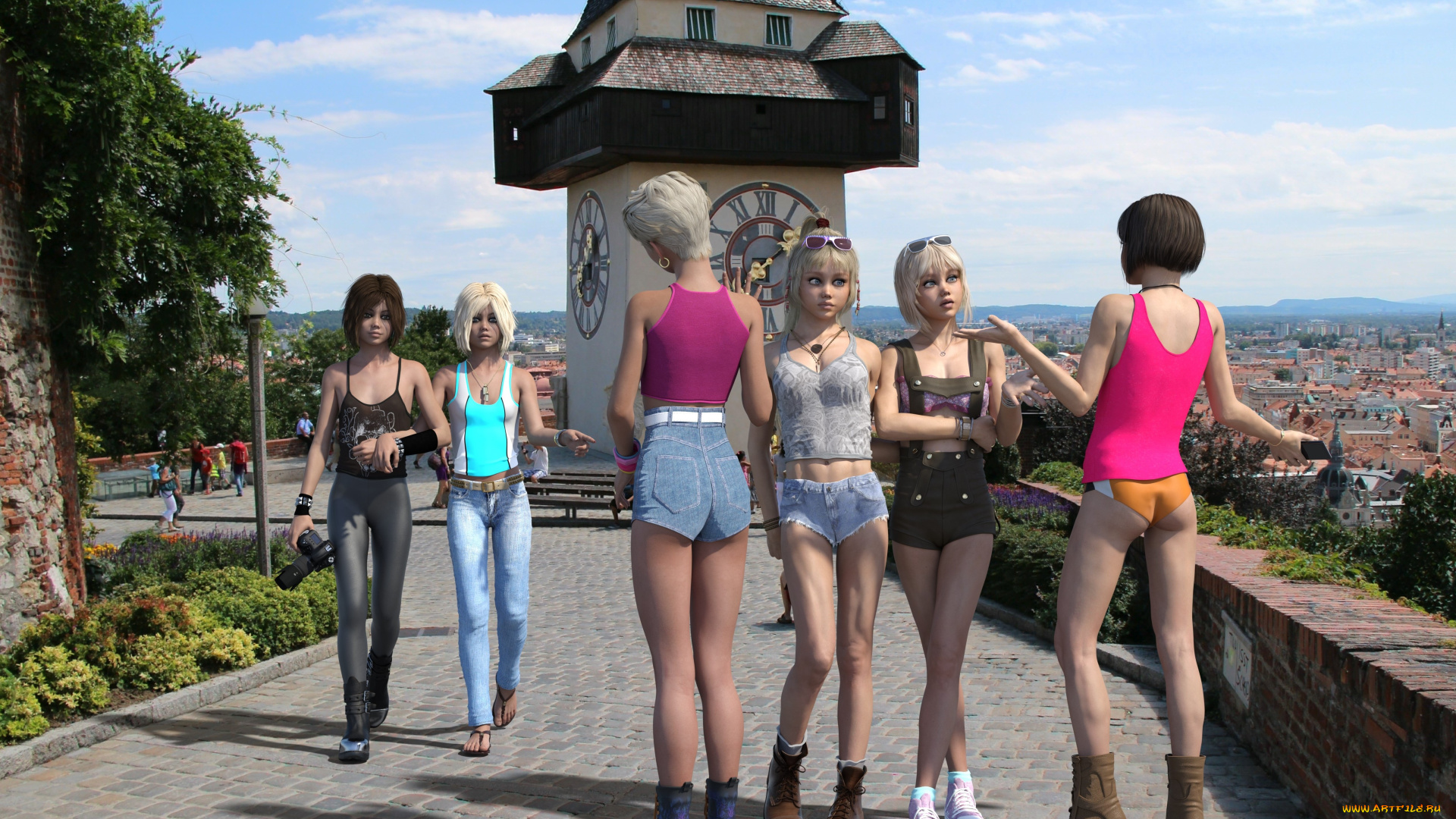 3д, графика, люди, , people, фон, девушки, взгляд