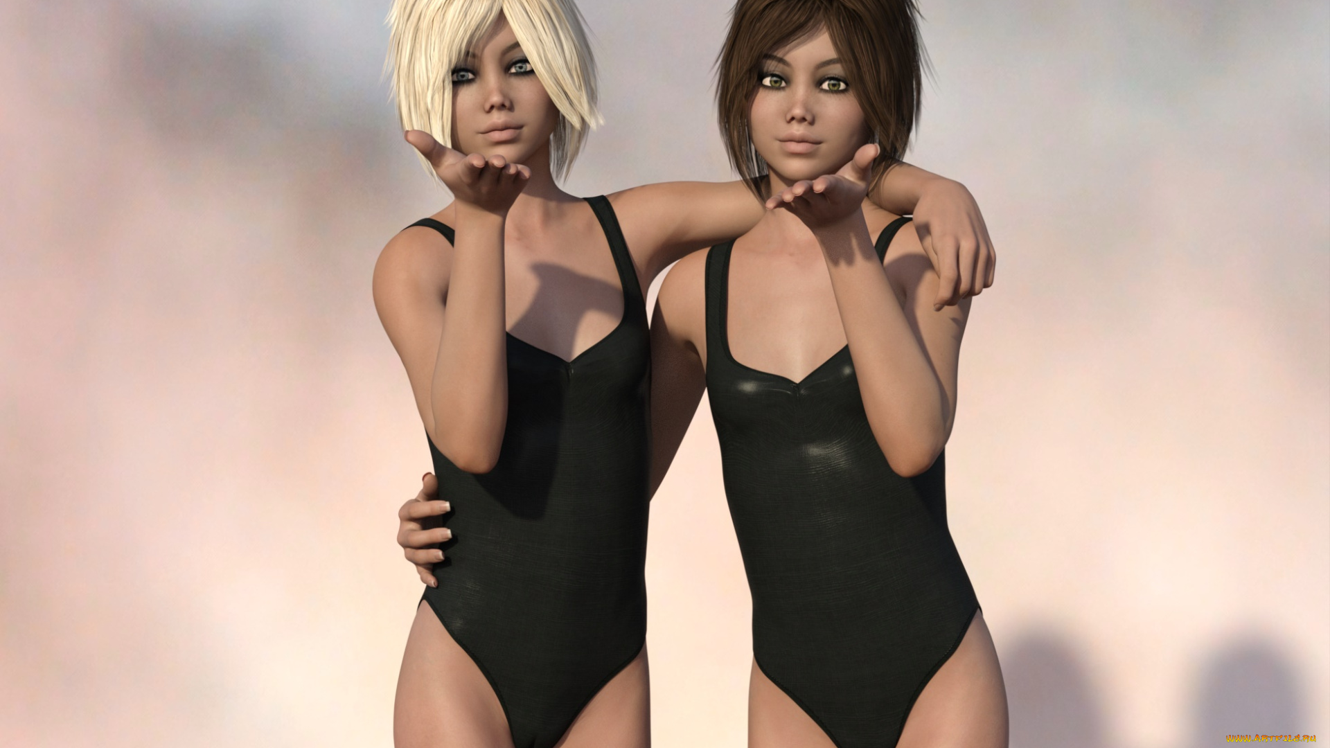 3д, графика, люди, , people, фон, взгляд, девочки