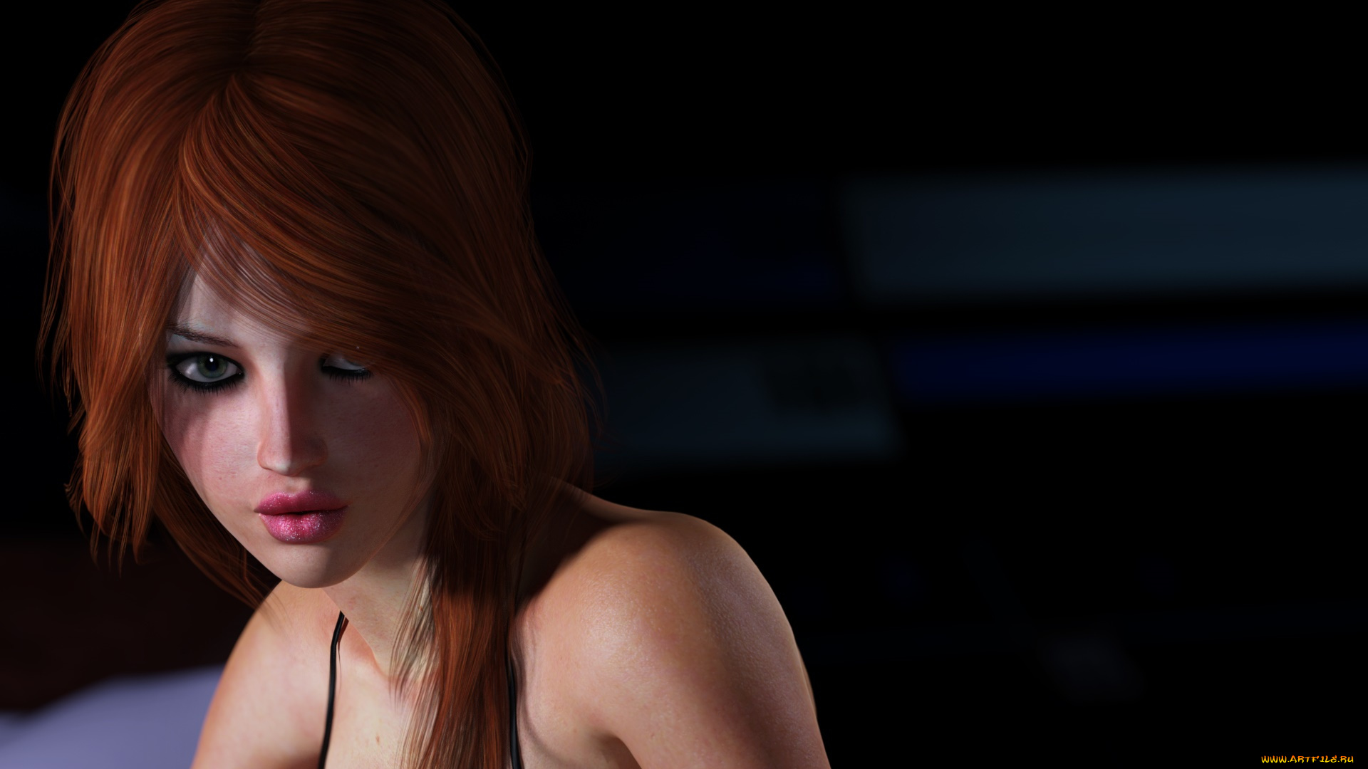 3д, графика, портрет, , portraits, взгляд, девушка, фон