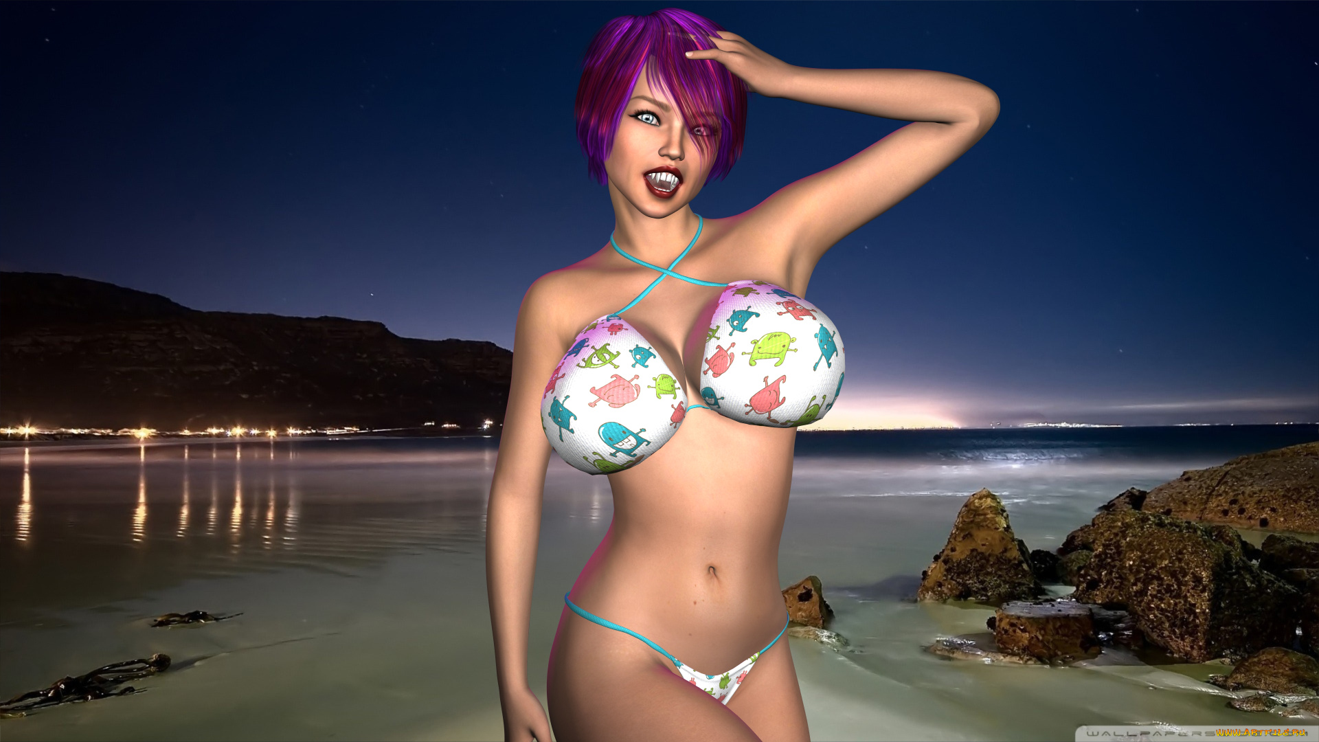 3д, графика, существа, , creatures, вампир, фон, взгляд, девушка