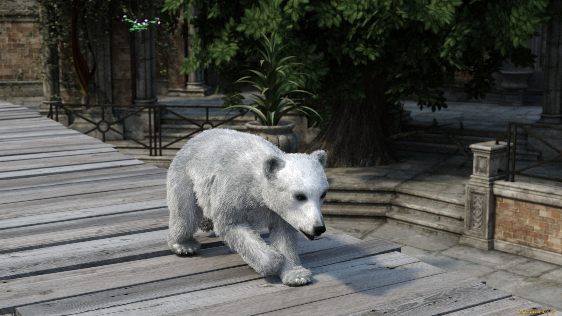 3д, графика, животные, , animals, фон, медведь