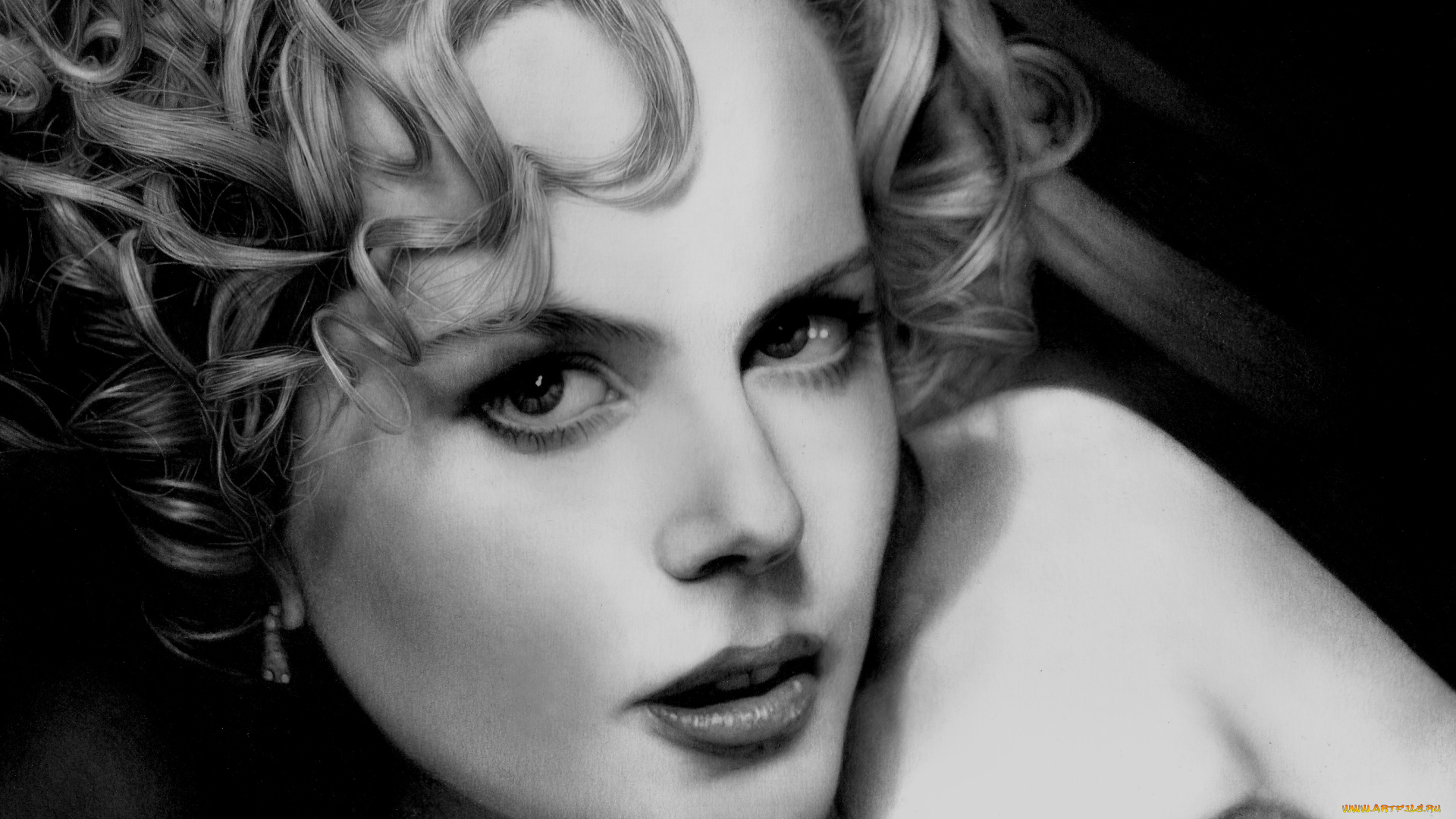 nicole, kidman, рисованное, люди, взгляд, фон, девушка