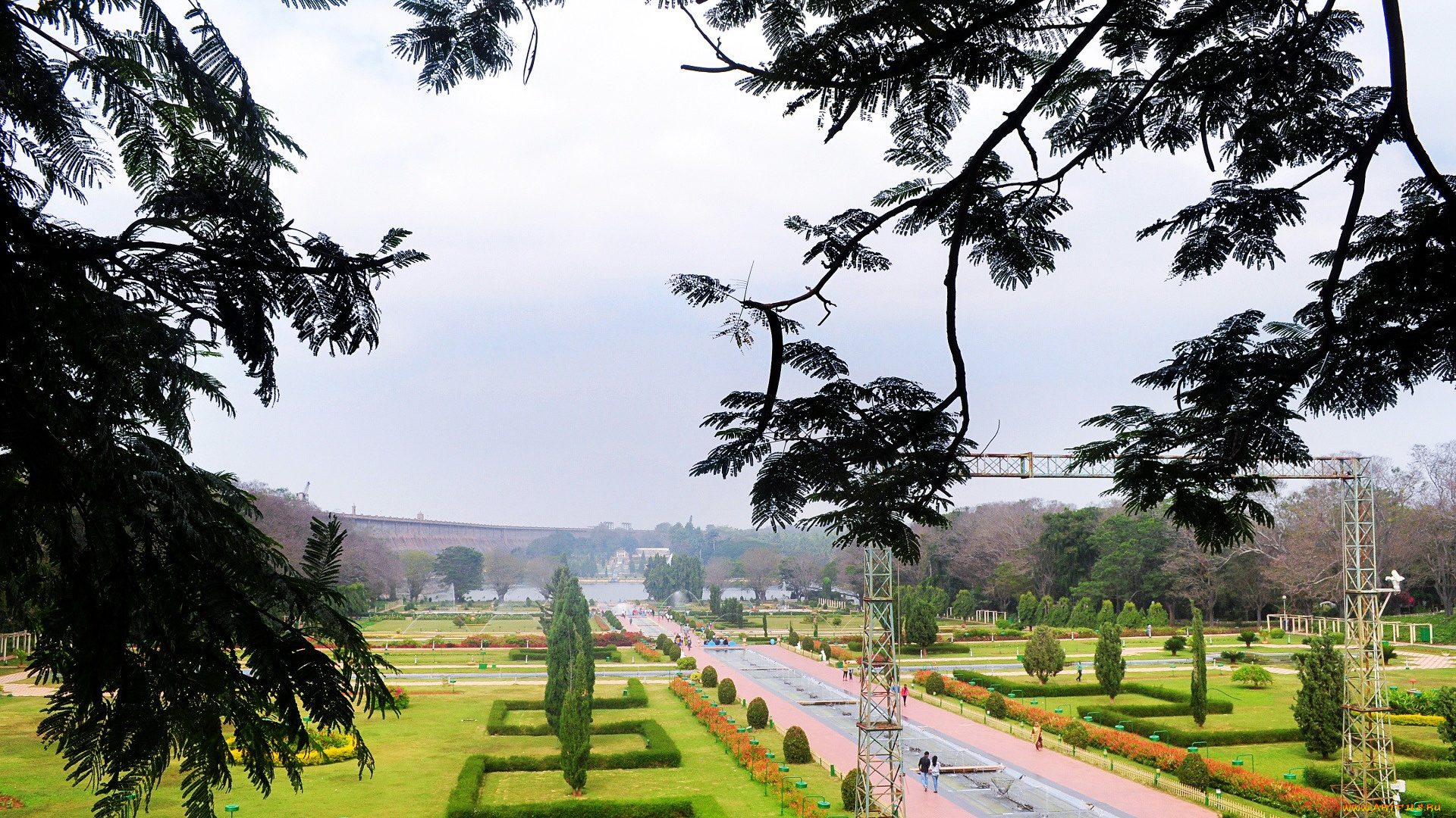 природа, парк, фонтаны, аллеи