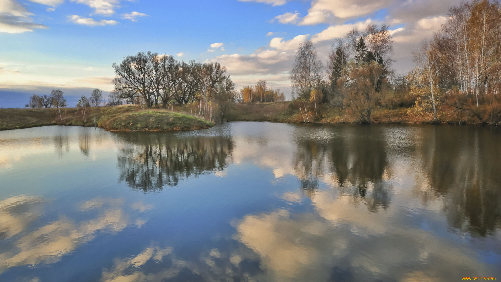 природа, реки, озера, осень, отражение, небо, zadorina, svetlana, пруд, деревья