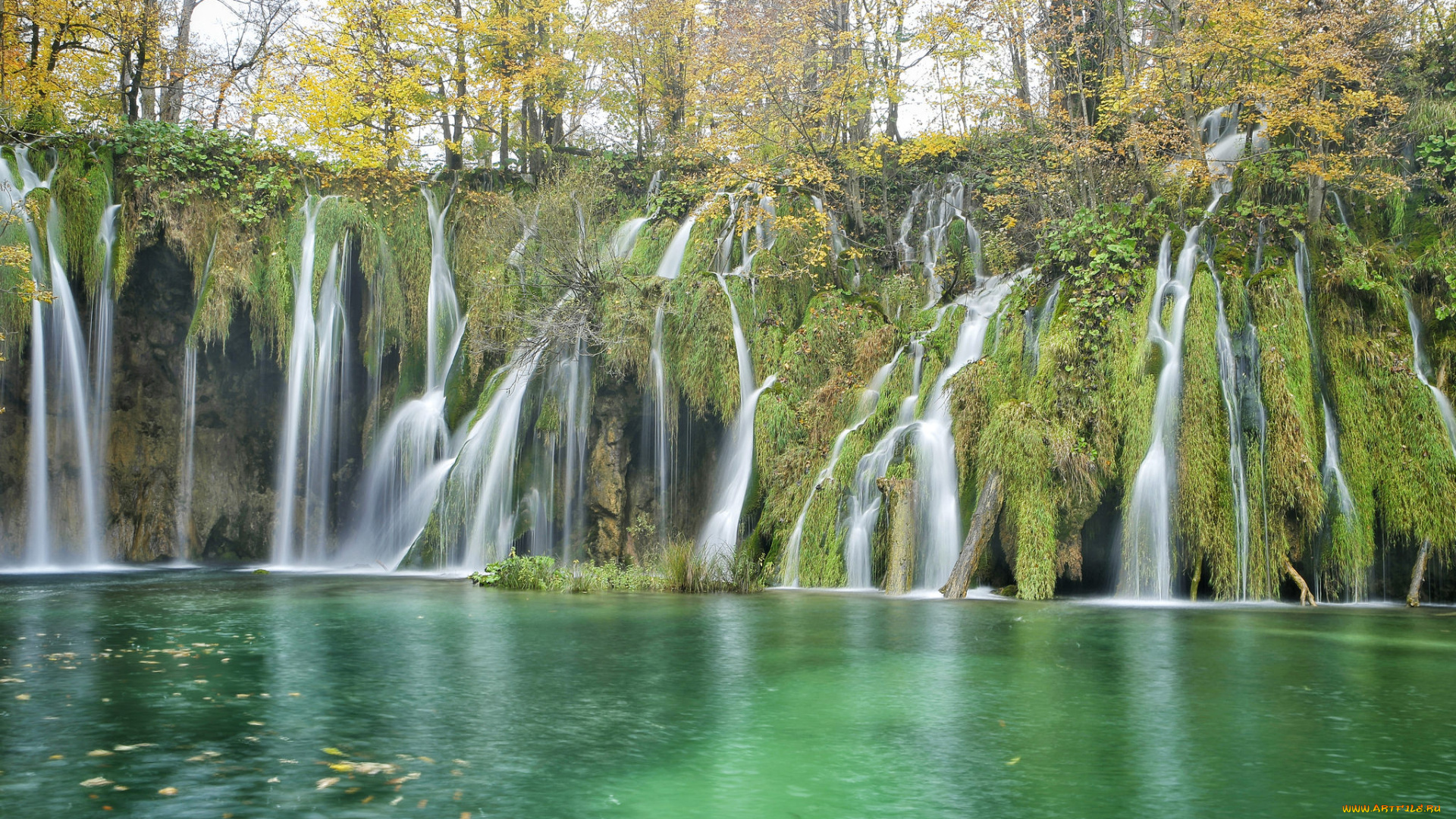 природа, водопады, озеро