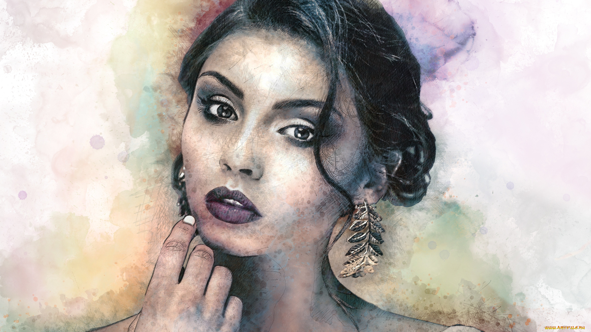 разное, компьютерный, дизайн, взгляд, лицо, девушка, арт, прическа