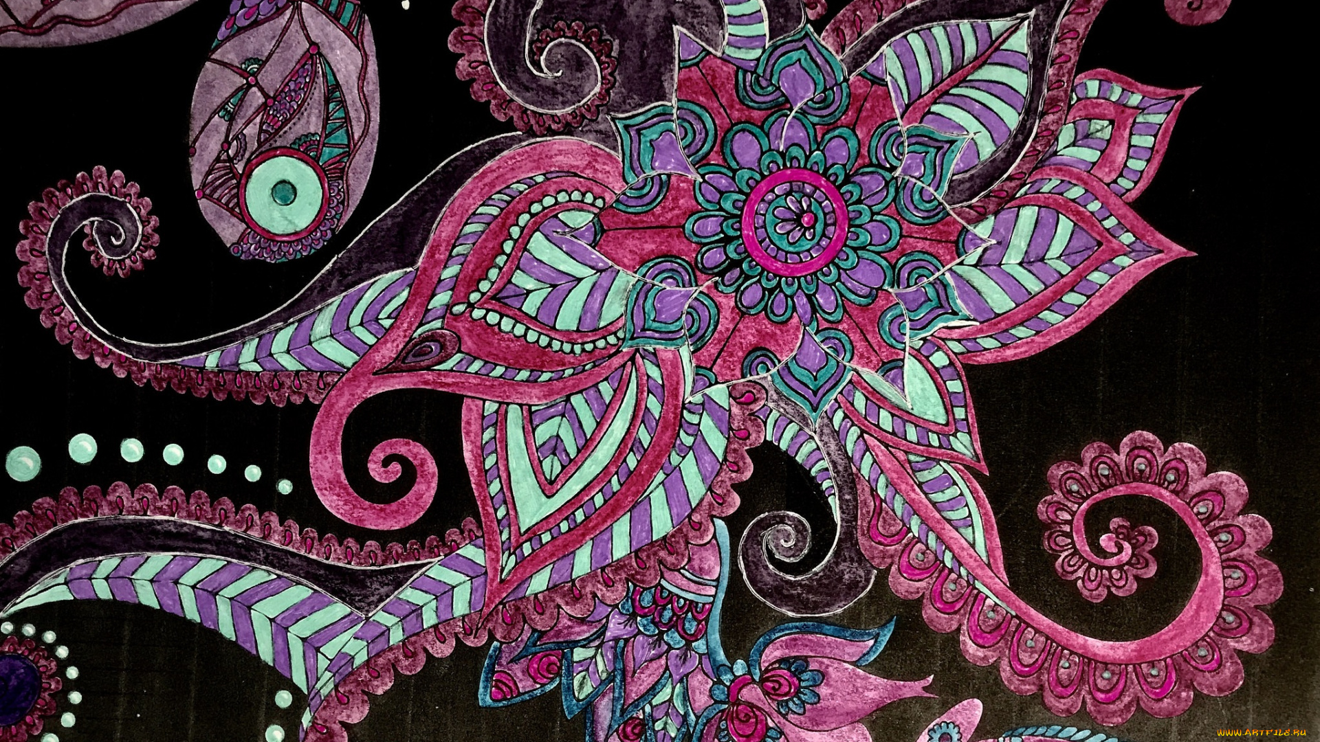 рисованное, абстракция, узор