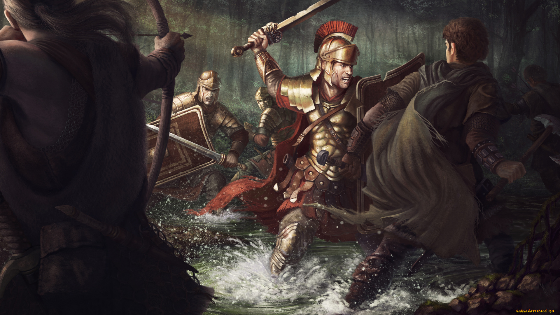 рисованное, армия, латы, битва, оружие, мужчины