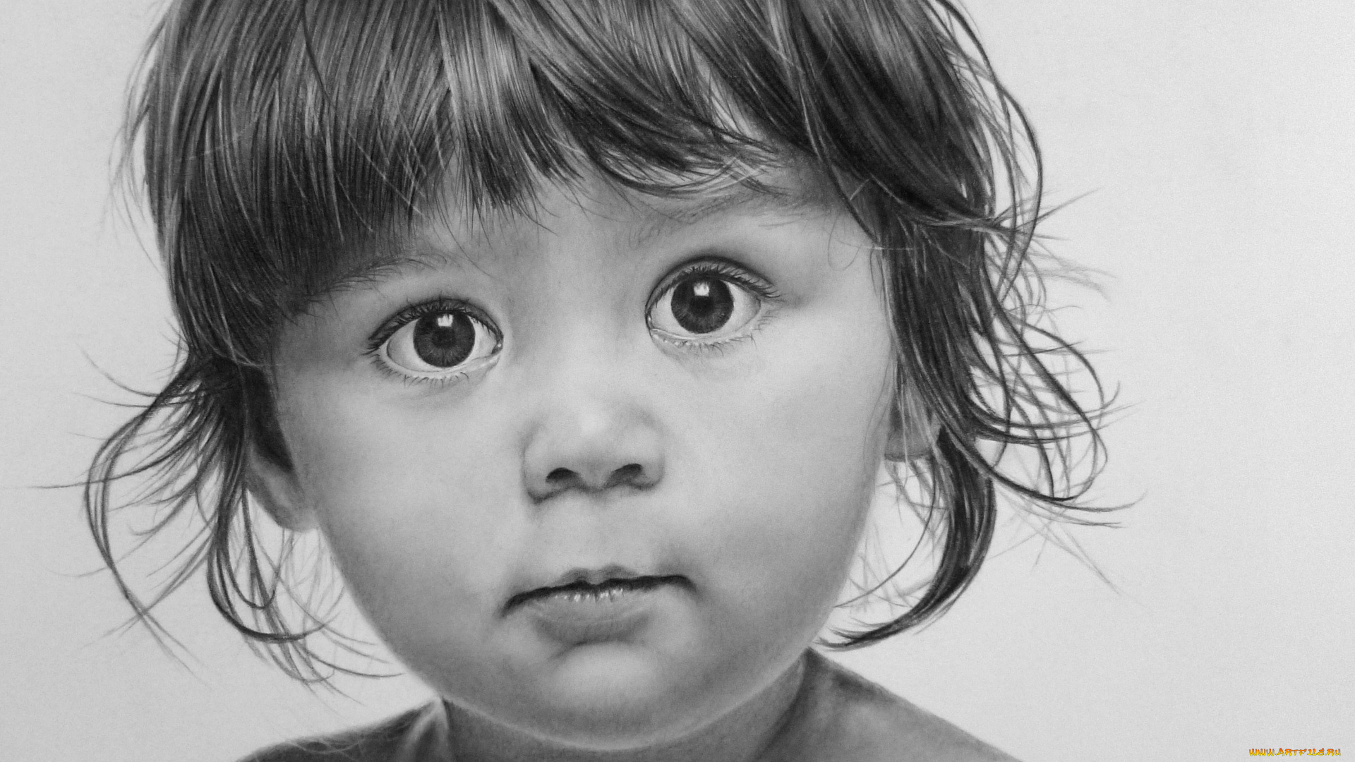 рисованное, дети, взгляд, фон, девочка