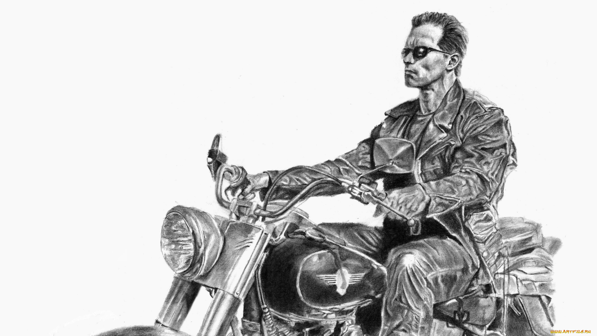 рисованное, кино, мужчина, фон, очки, мотоцикл