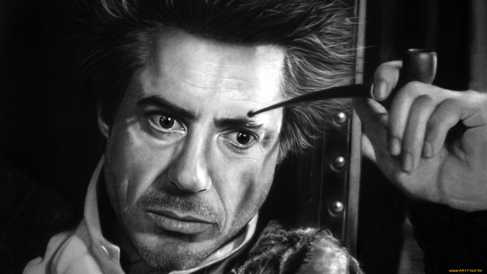 рисованное, кино, трубка, взгляд, фон, мужчина