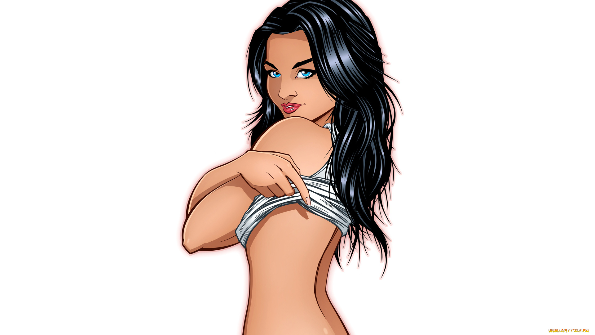 рисованное, люди, взгляд, фон, девушка