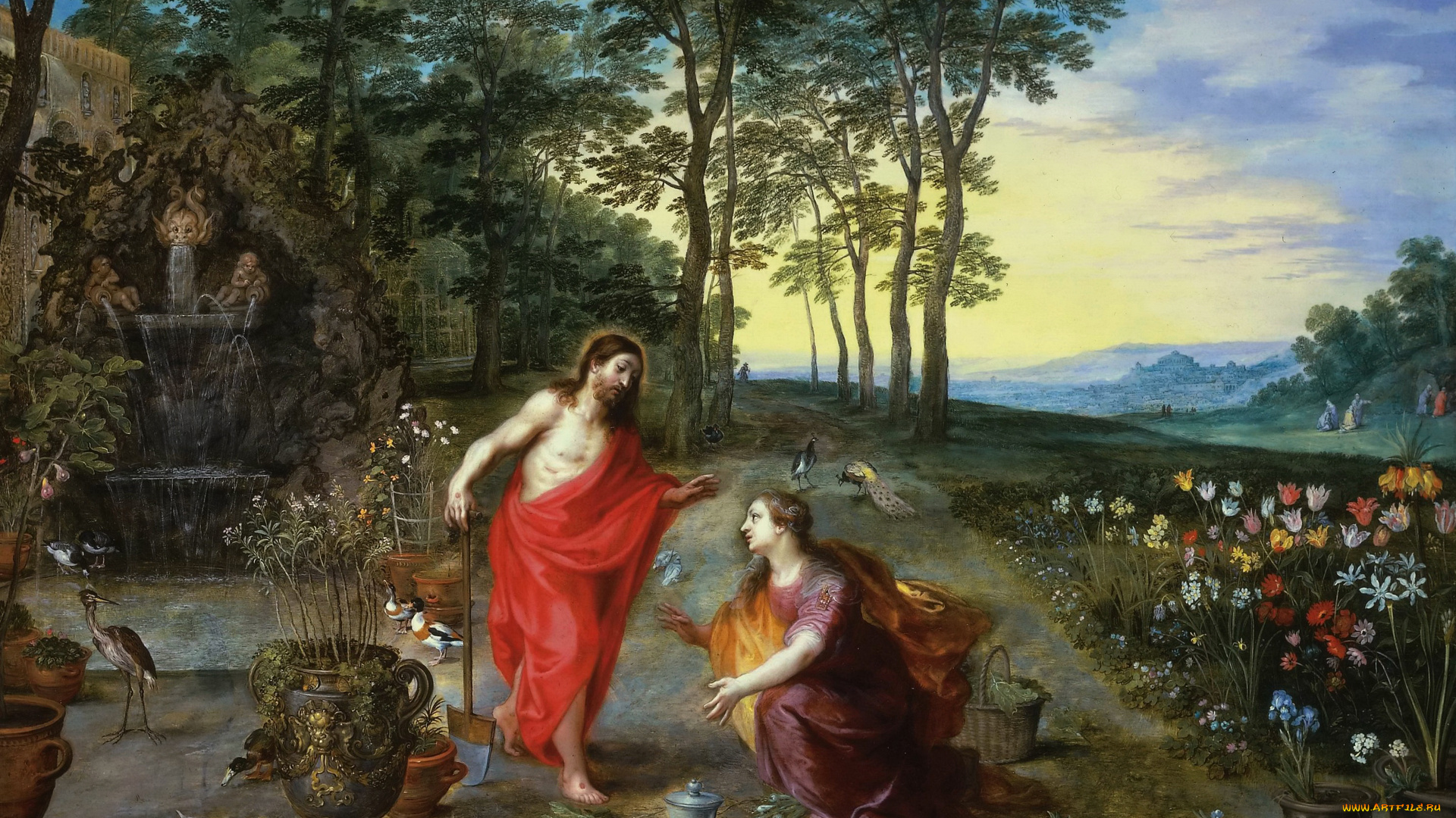 рисованное, живопись, мифология, не, прикасайся, ко, мне, Ян, брейгель, младший, картина