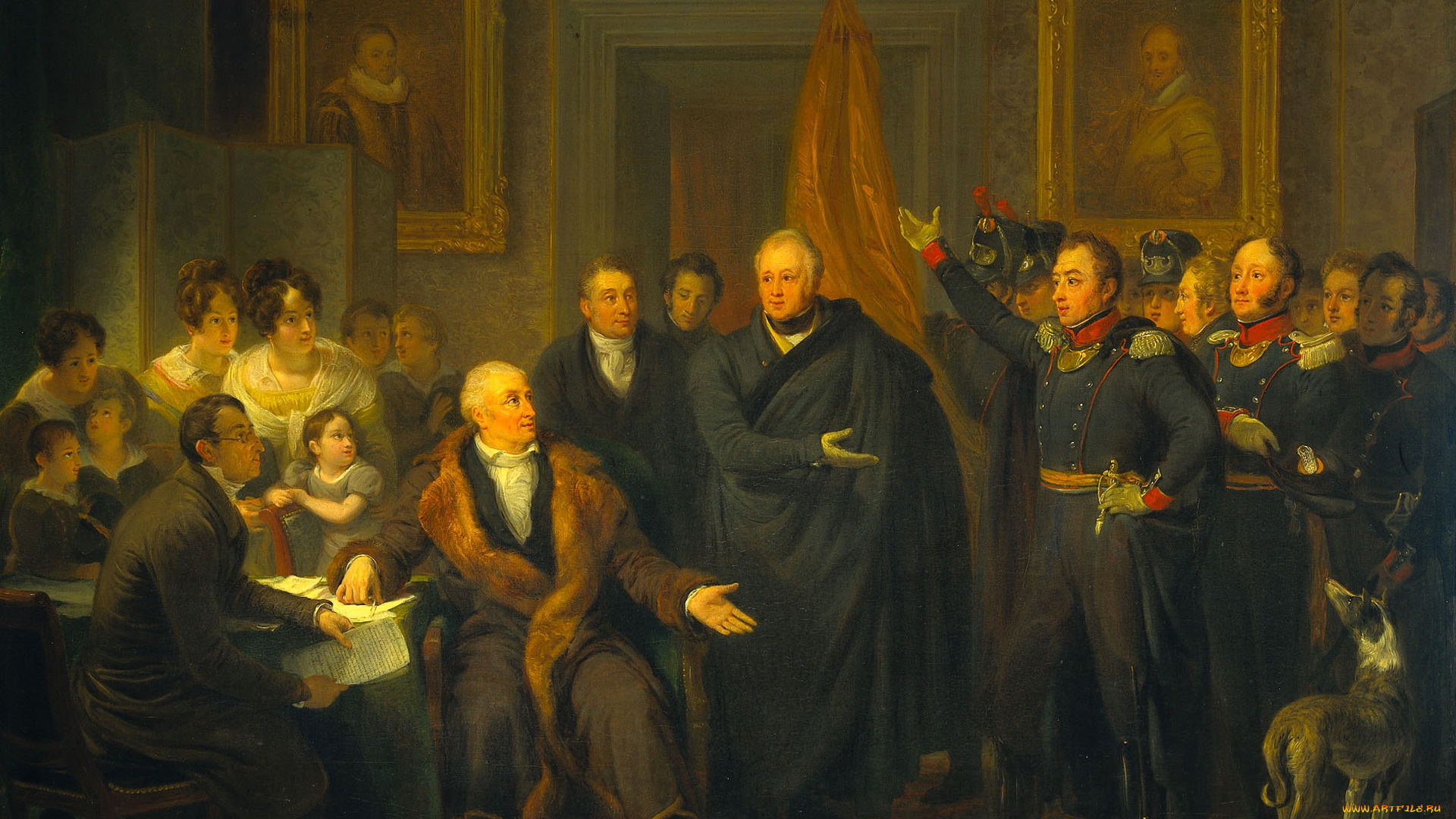 рисованное, живопись, жанровая, Ян, виллем, пинеман, триумвират, берет, власть, в, свои, руки, картина, холст, масло