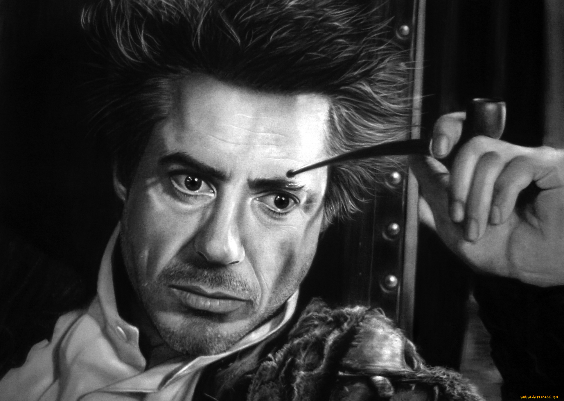 рисованное, кино, трубка, взгляд, фон, мужчина