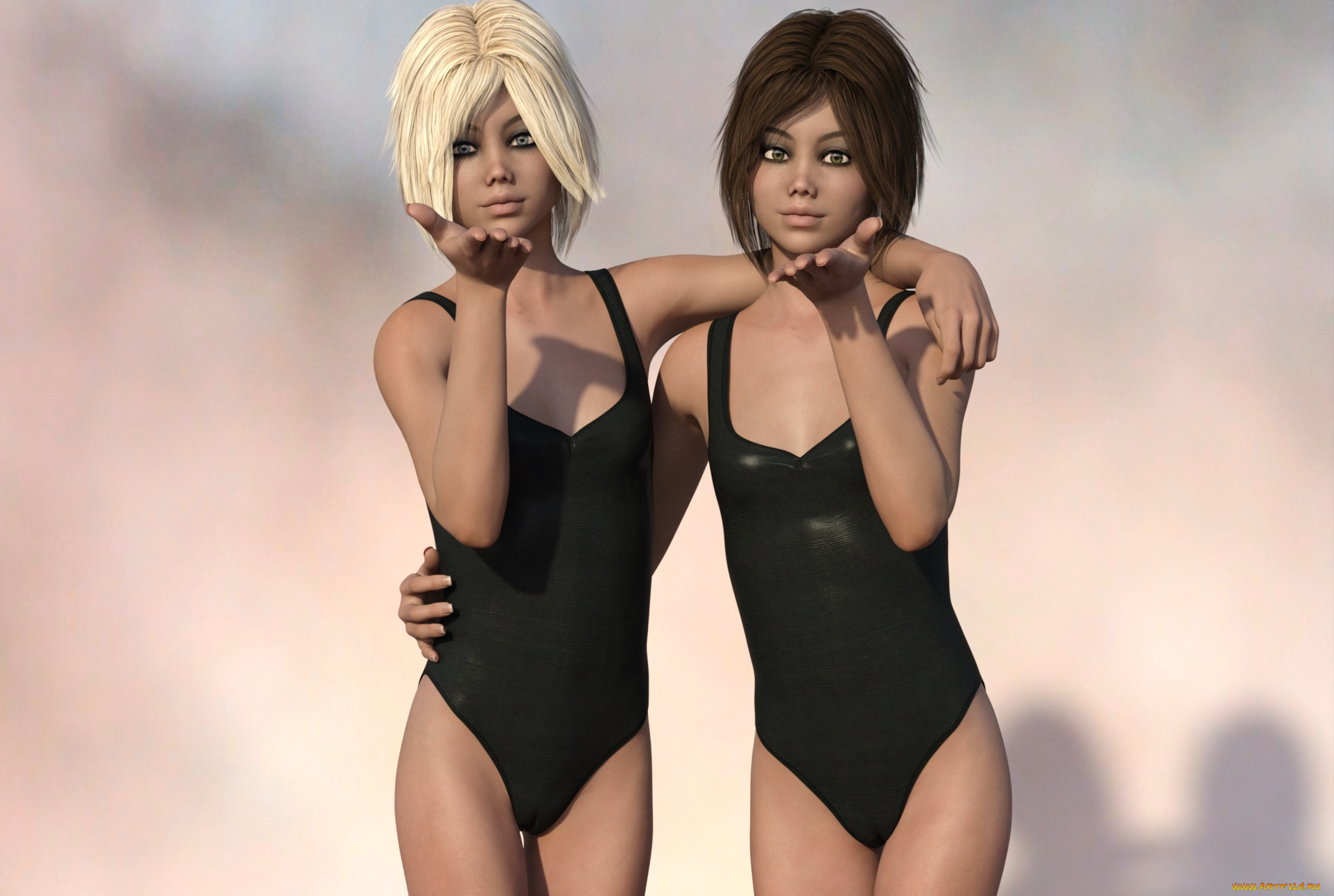 3д, графика, люди, , people, фон, взгляд, девочки