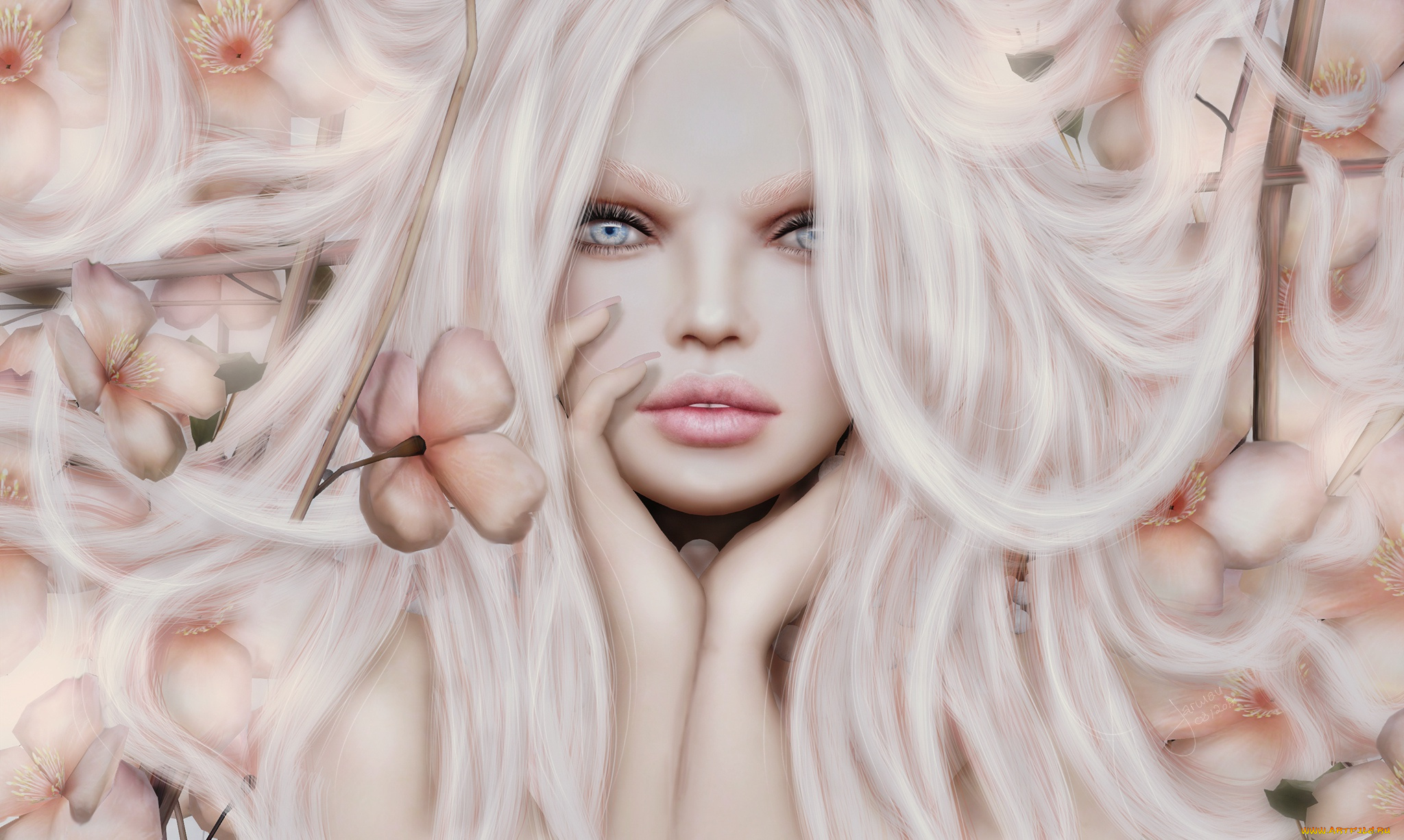 3д, графика, портрет, , portraits, волосы, лицо, фон, взгляд