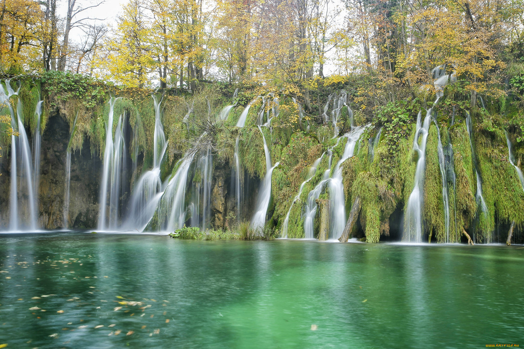 природа, водопады, озеро