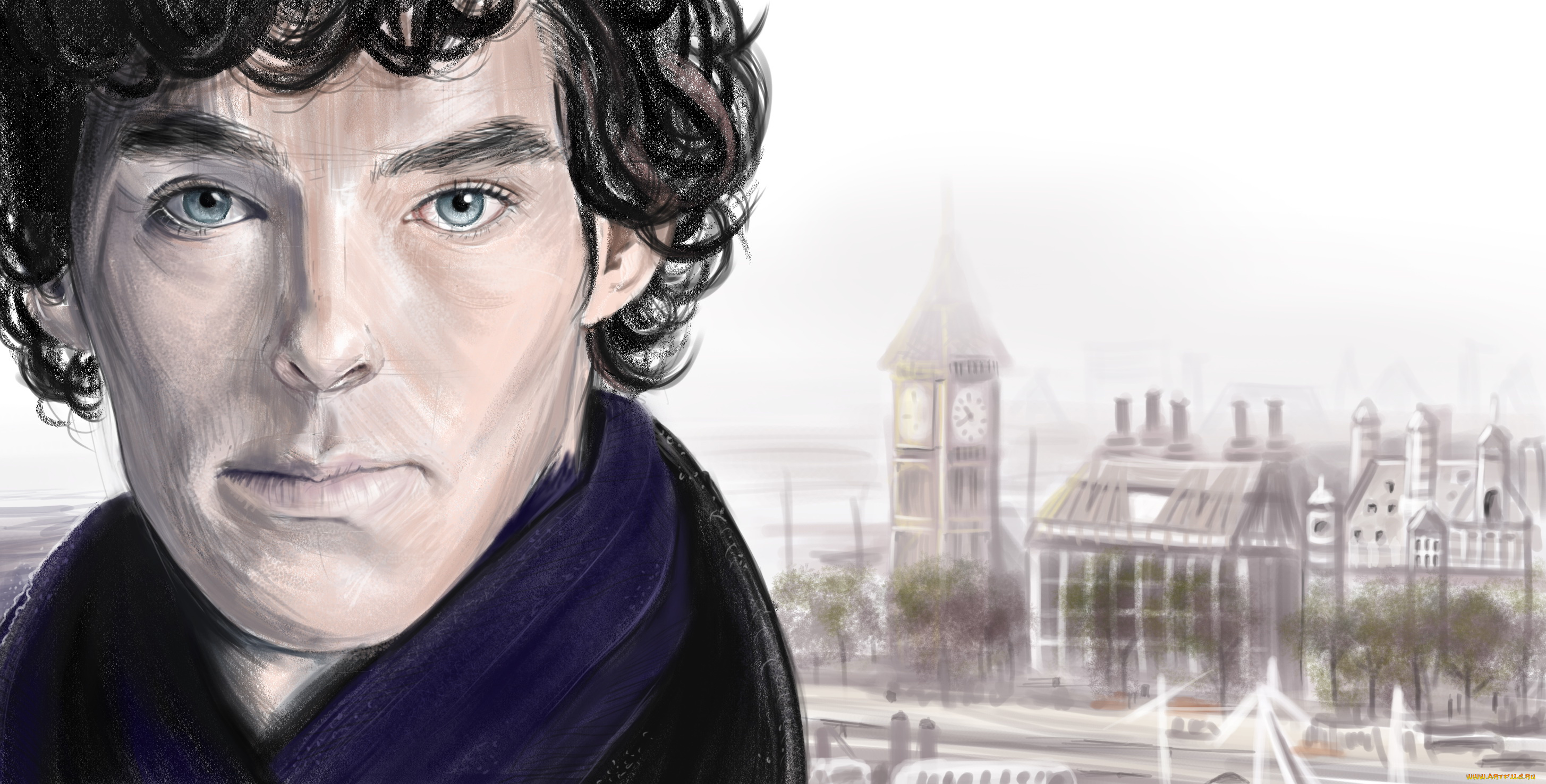 рисованное, кино, взгляд, фон, мужчина, город