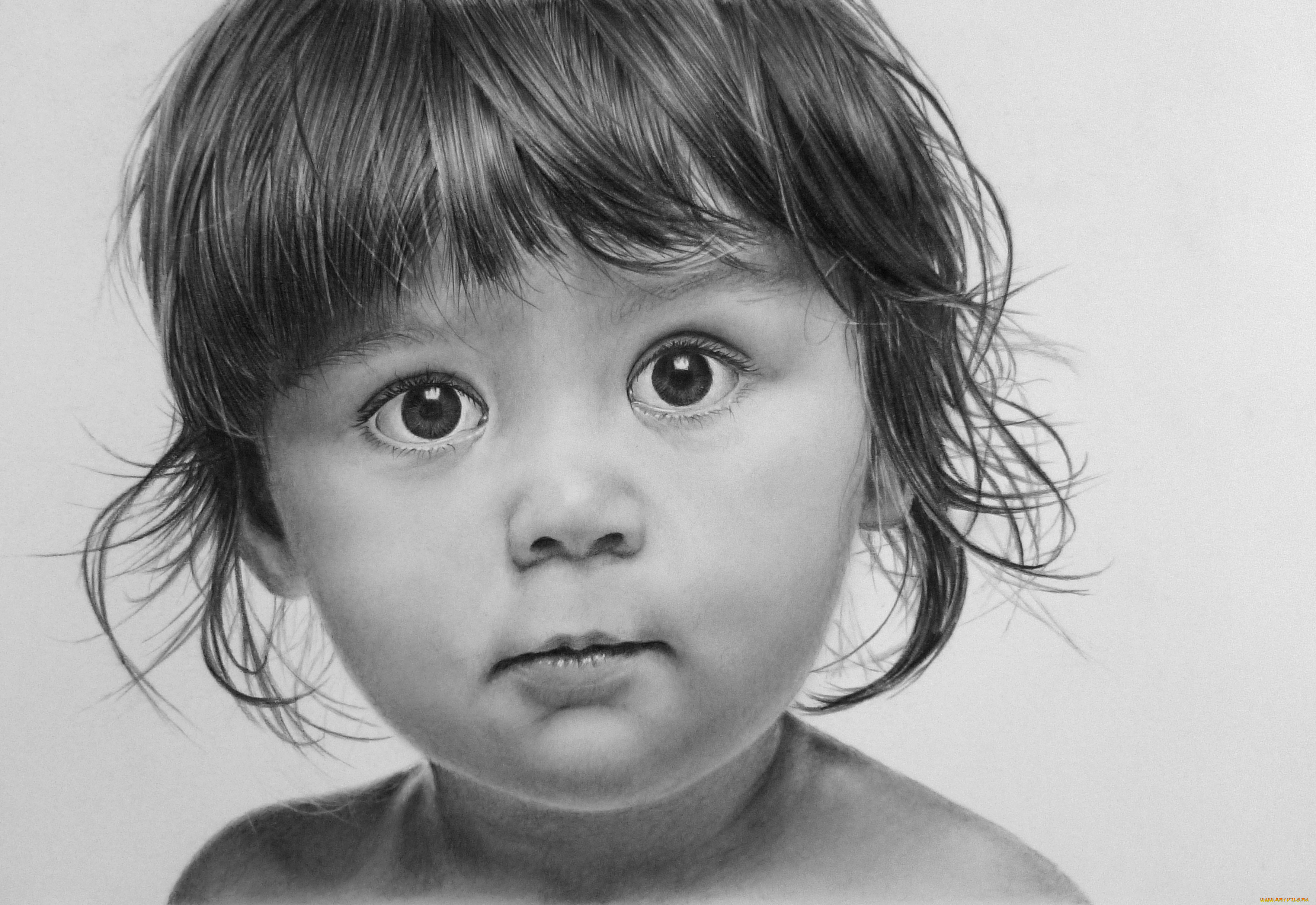 рисованное, дети, взгляд, фон, девочка