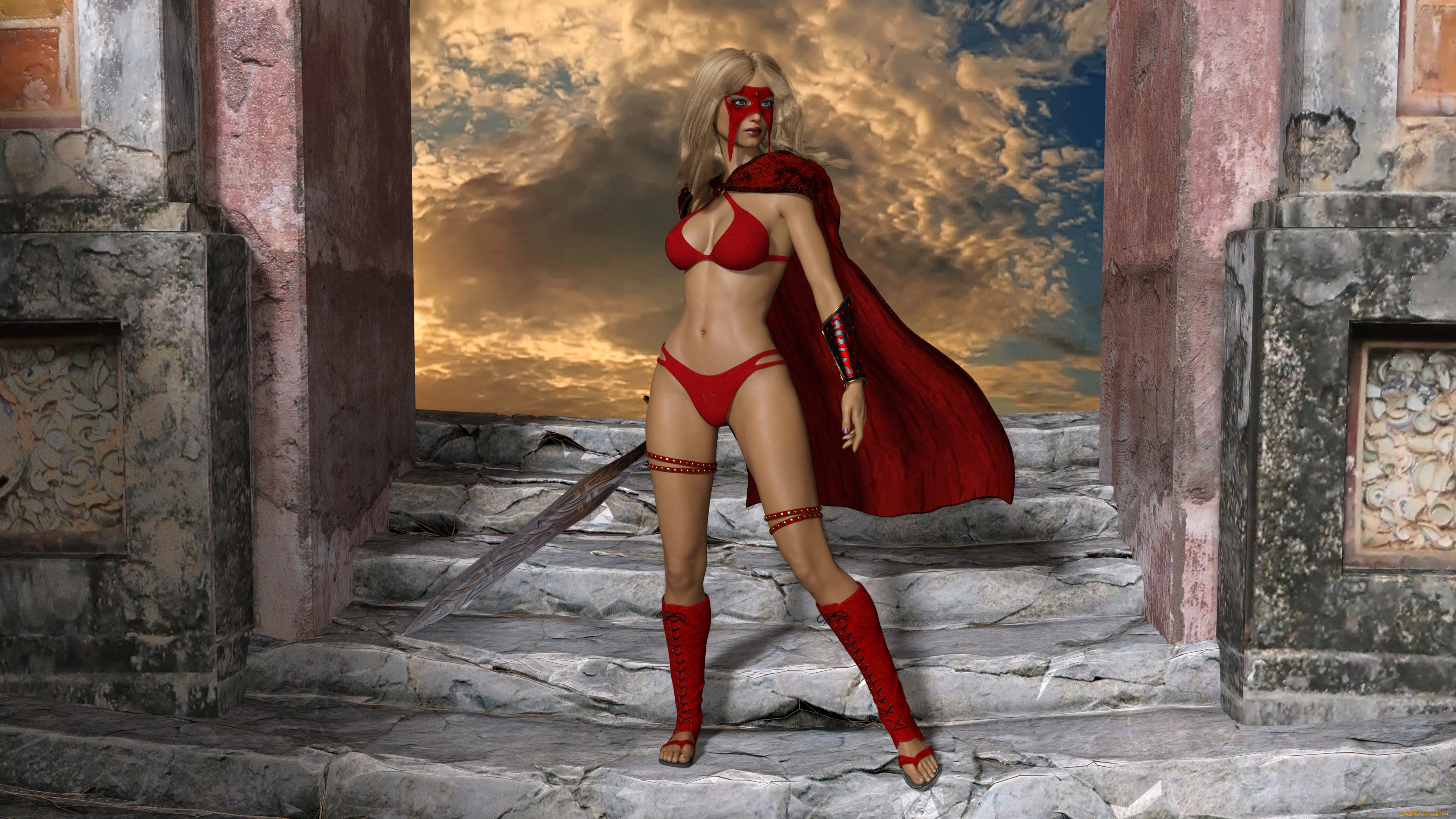 3д, графика, фантазия, , fantasy, фон, взгляд, девушка