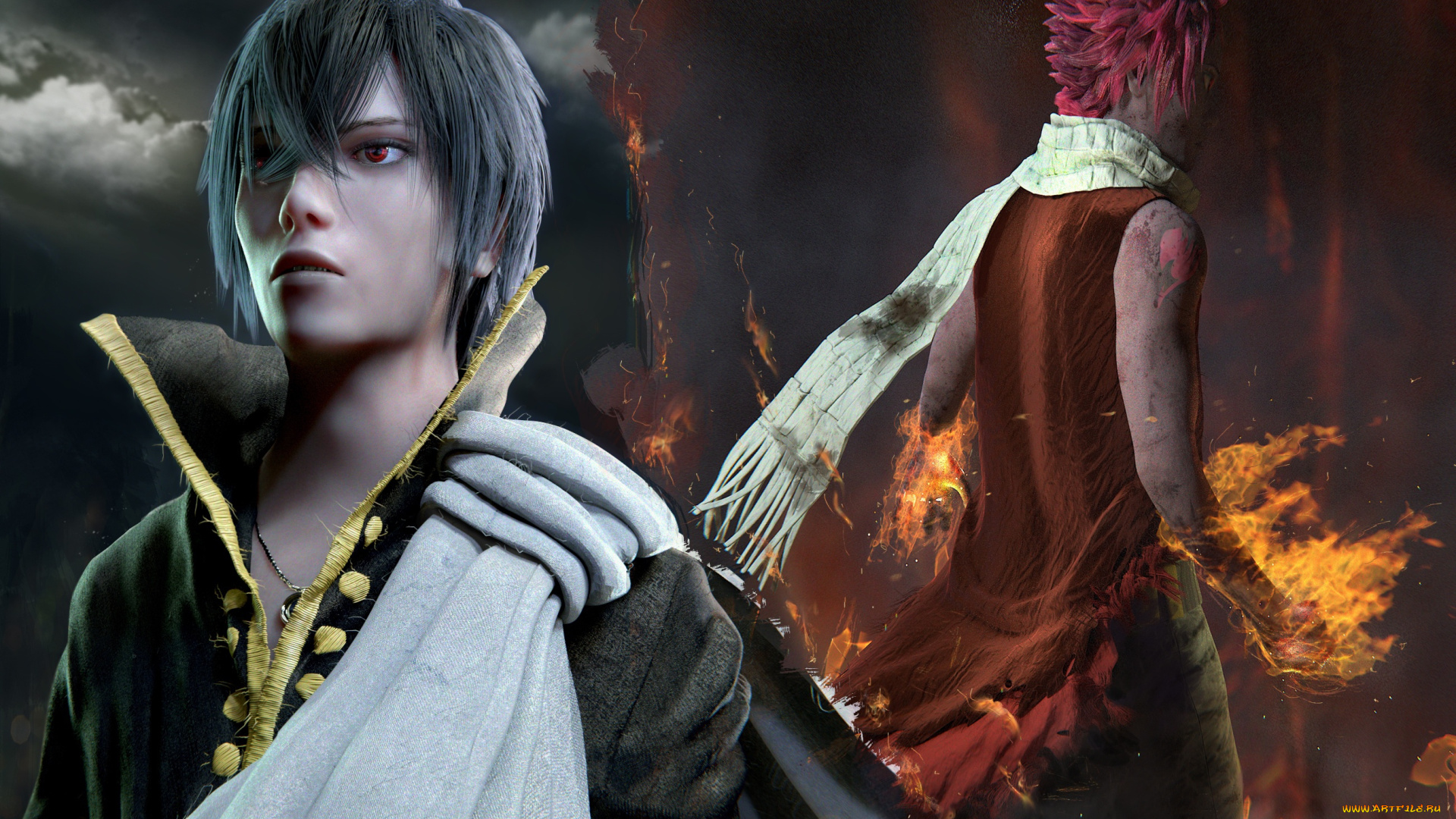 3д, графика, аниме, , anime, хвост, феи, зереф, нацу, драгнил