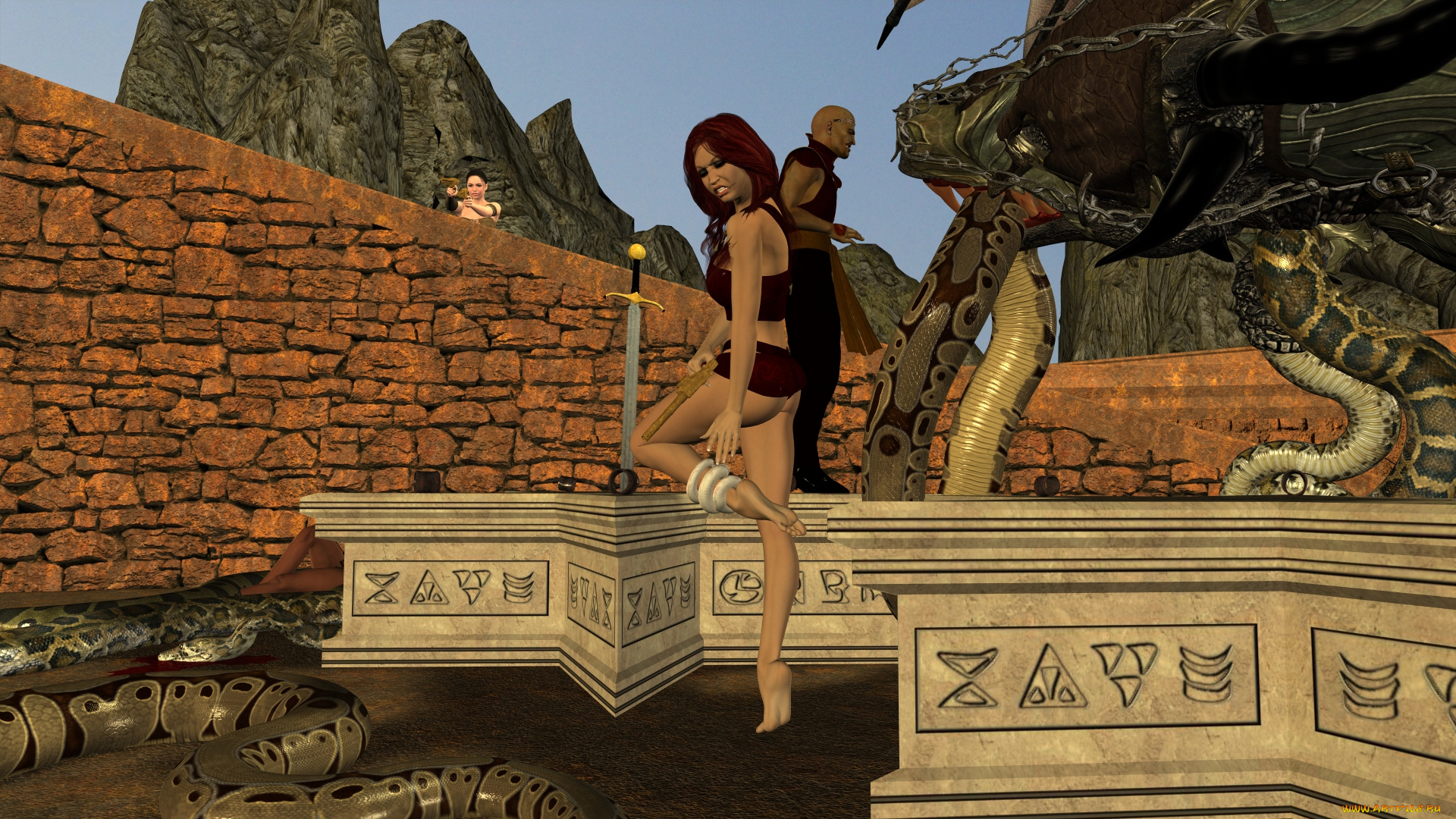 3д, графика, фантазия, , fantasy, девушка, взгляд, фон