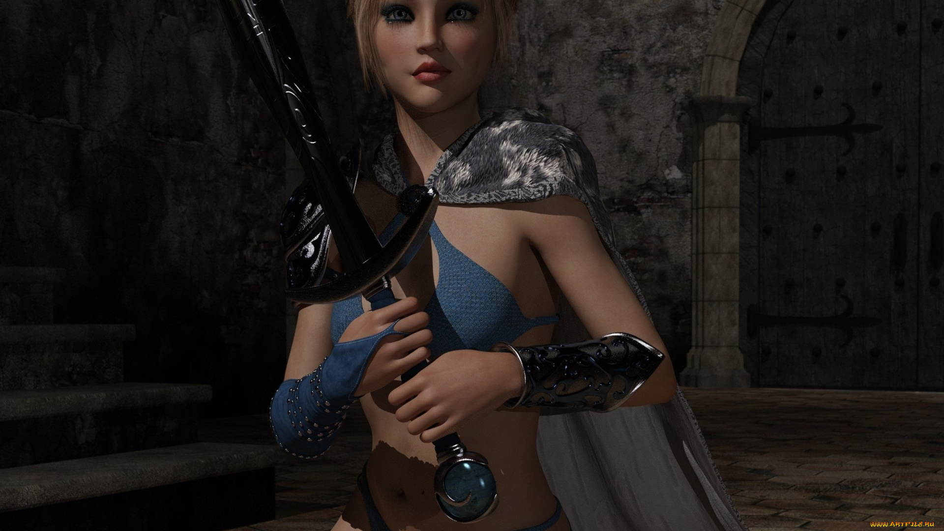 3д, графика, фантазия, , fantasy, девушка, взгляд, фон