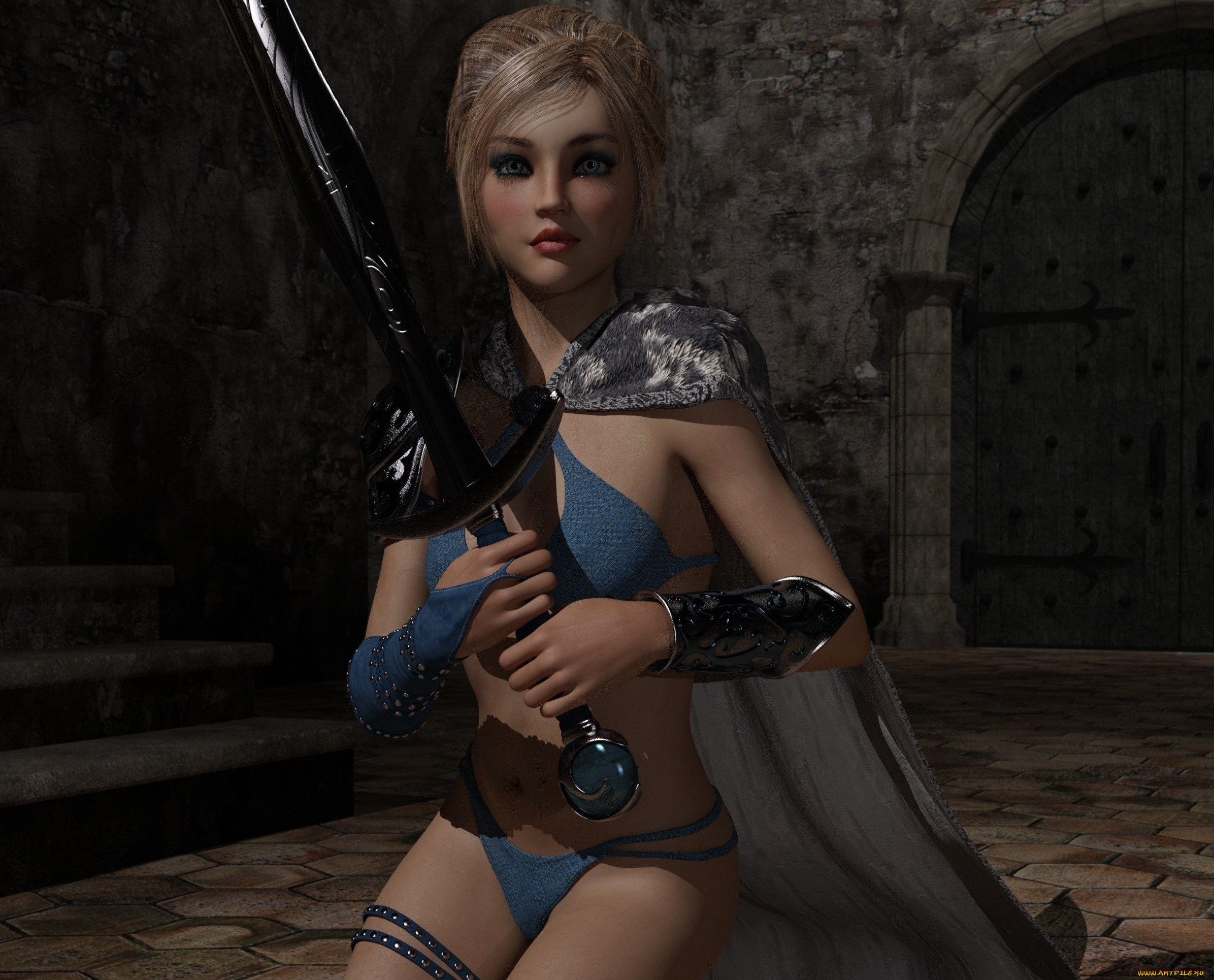 3д, графика, фантазия, , fantasy, девушка, взгляд, фон