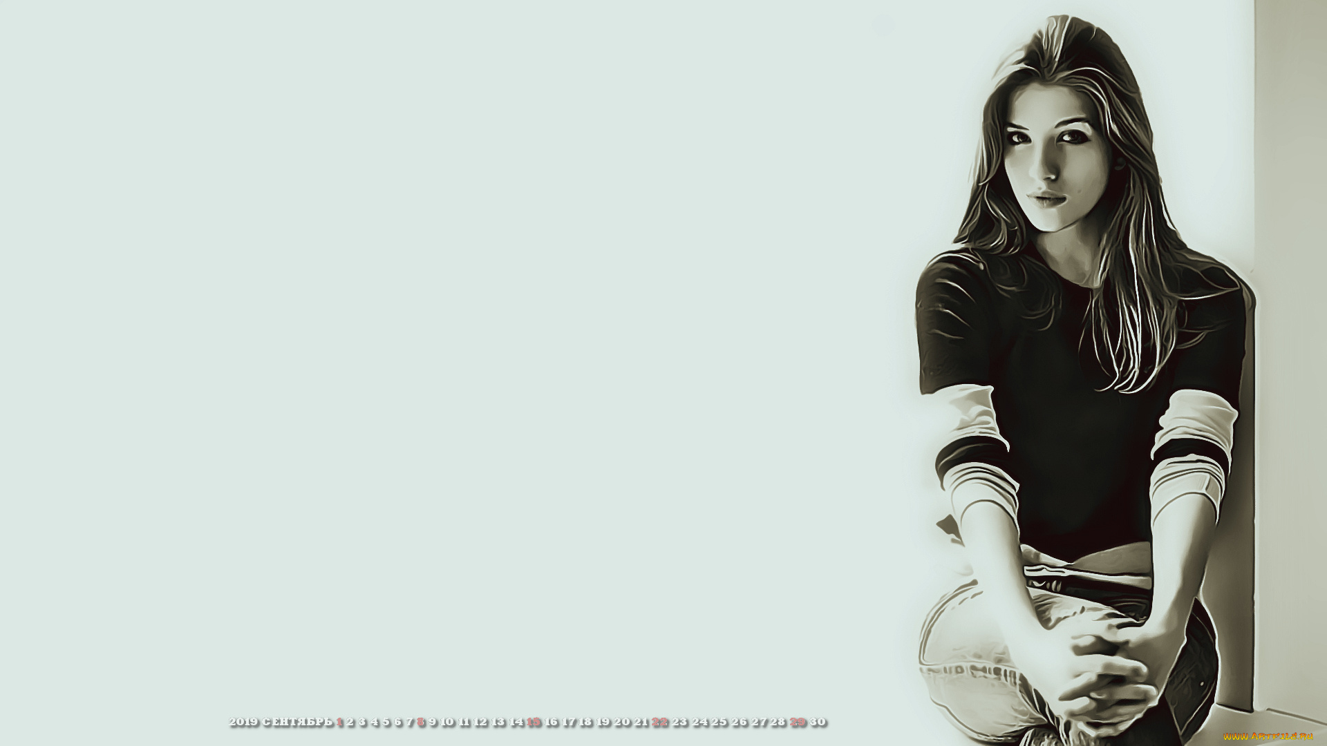 календари, компьютерный, дизайн, женщина, взгляд, девушка, 2019, calendar