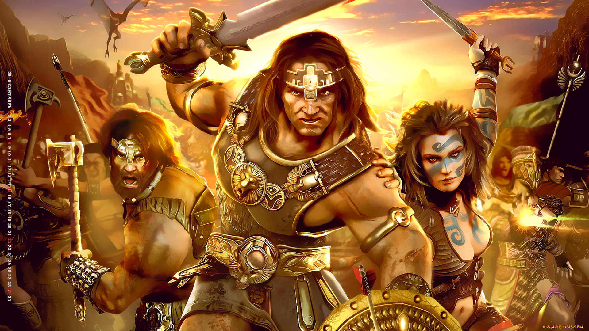 календари, видеоигры, 2019, мужчина, calendar, взгляд, оружие, воин, женщина