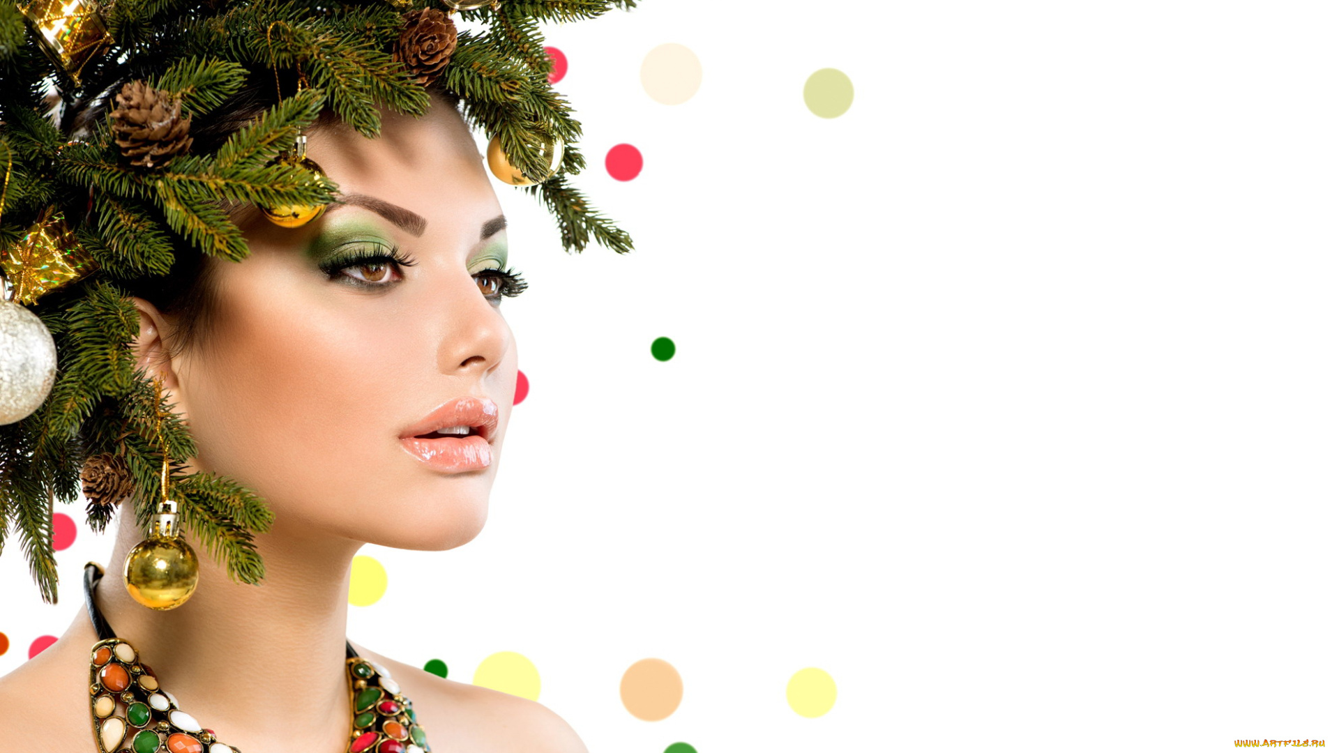 девушки, анна, субботина, модель, лицо, креатив, ёлка, украшения, ожерелье