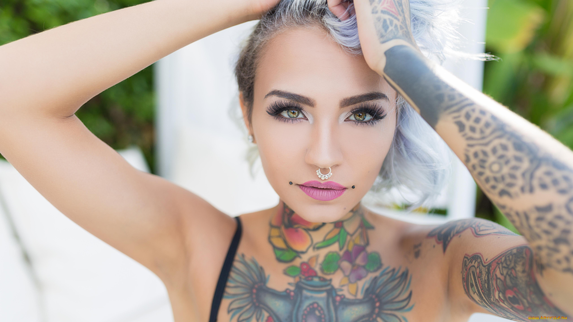 felisja, piana, девушки, felisja, piana, девушка, модель, крашеная, тату, татуировка, рисунки, кожа, пирсинг, поза, макияж, причёска, красотка, сексуальная, экстравагантная, наряд