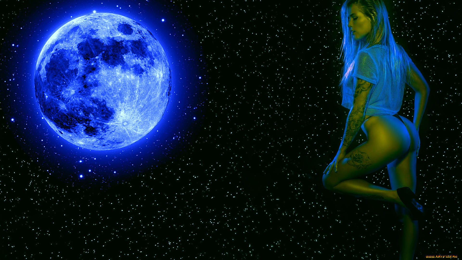разное, компьютерный, дизайн, девушка, космос, красота