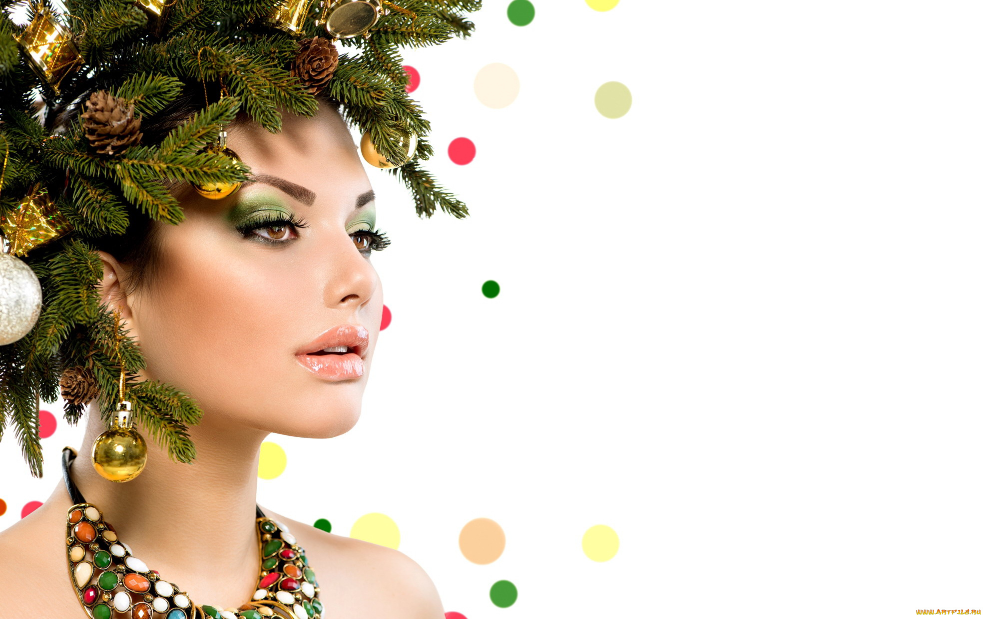 девушки, анна, субботина, модель, лицо, креатив, ёлка, украшения, ожерелье