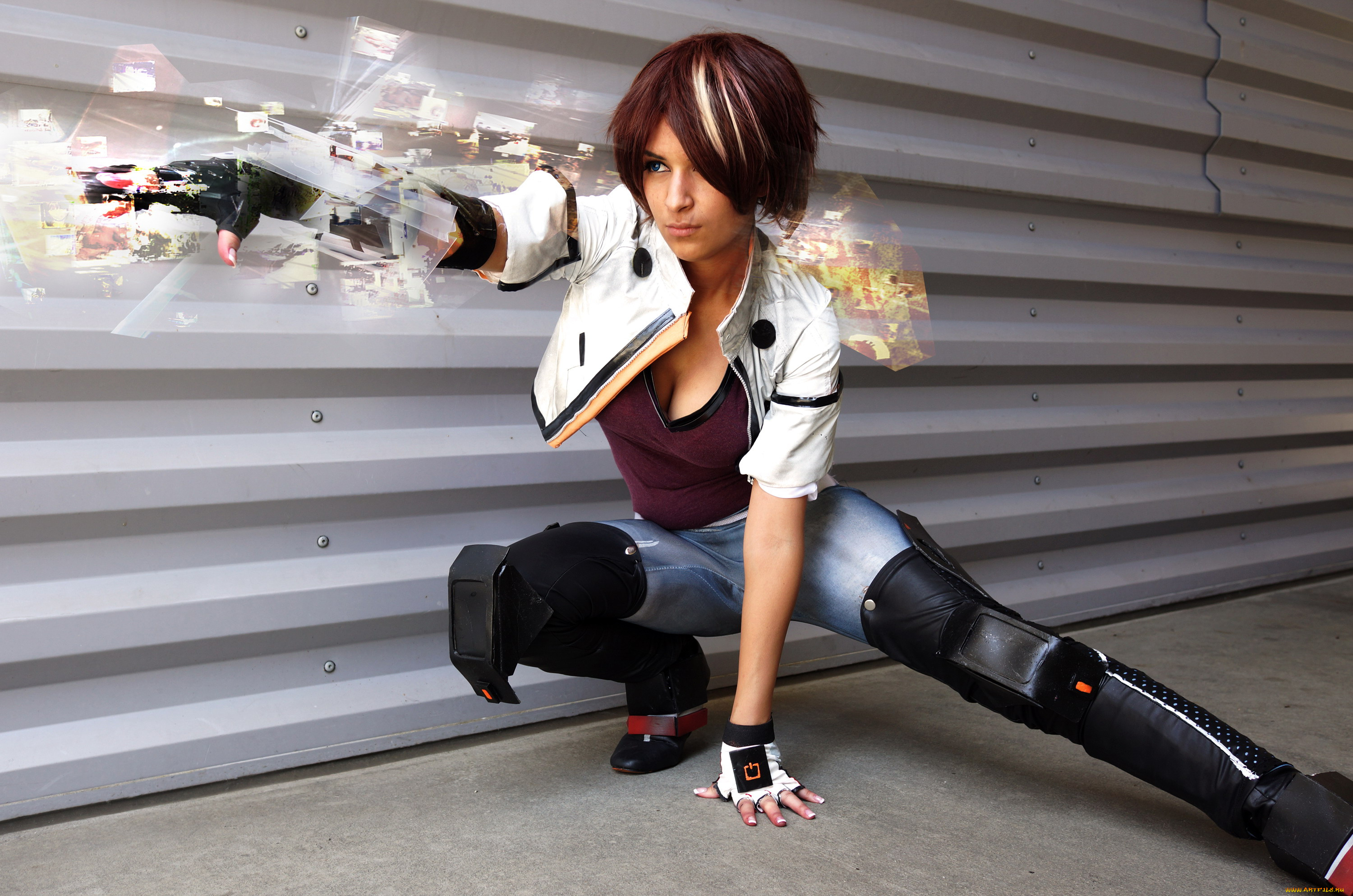 девушки, -, креатив, , косплей, костюм, магия, забор