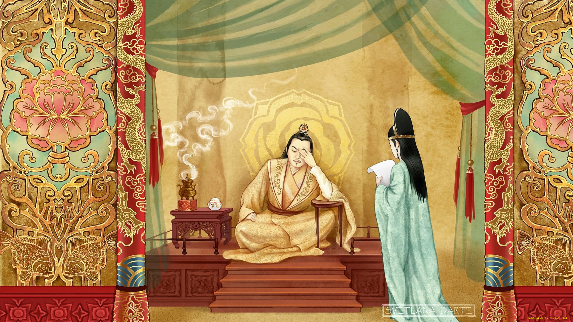 рисованное, кино, , мультфильмы, цинь, гуаншань, гуанъяо, свиток