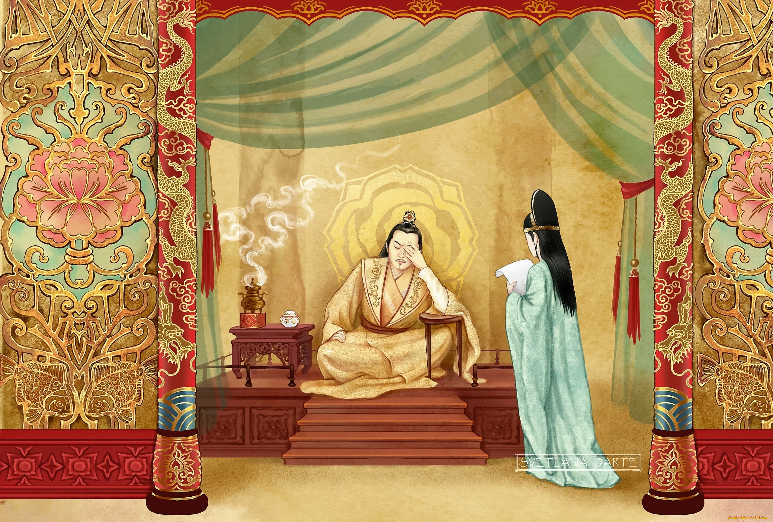 рисованное, кино, , мультфильмы, цинь, гуаншань, гуанъяо, свиток