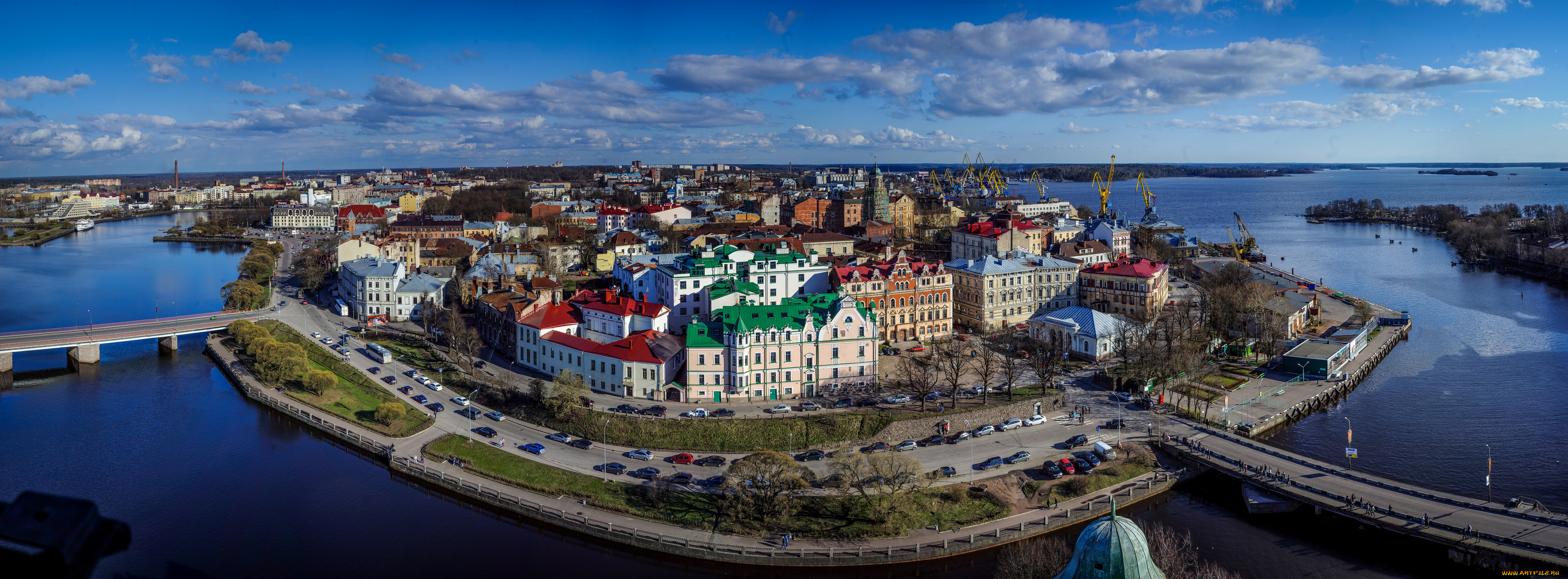 города, -, панорамы, россия, дома, панорама, здания, мосты, yaroslav, kotov, выборг, город