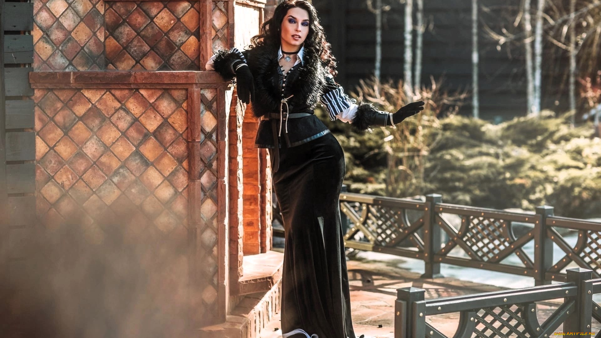 девушки, анна, шаховская, образ, косплей, наряд, костюм, дом, лес, ограда