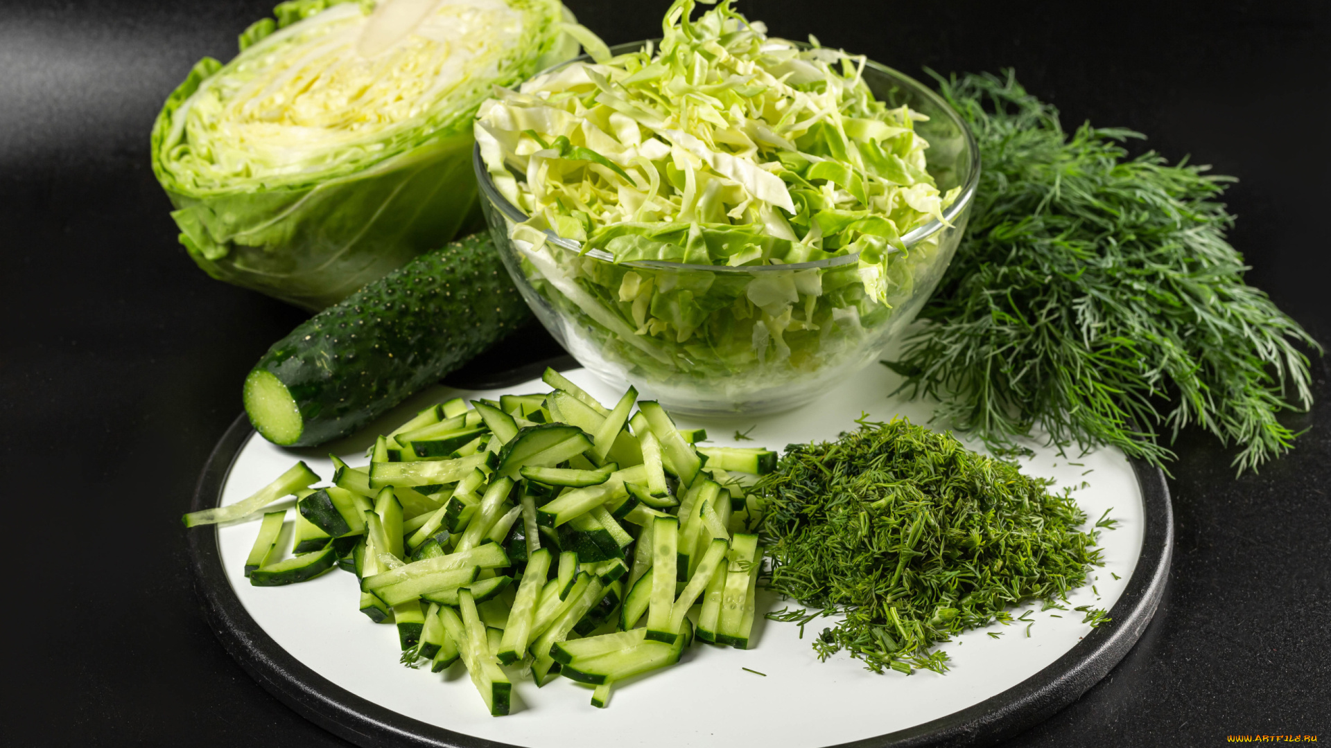 еда, овощи, огурец, капуста, укроп