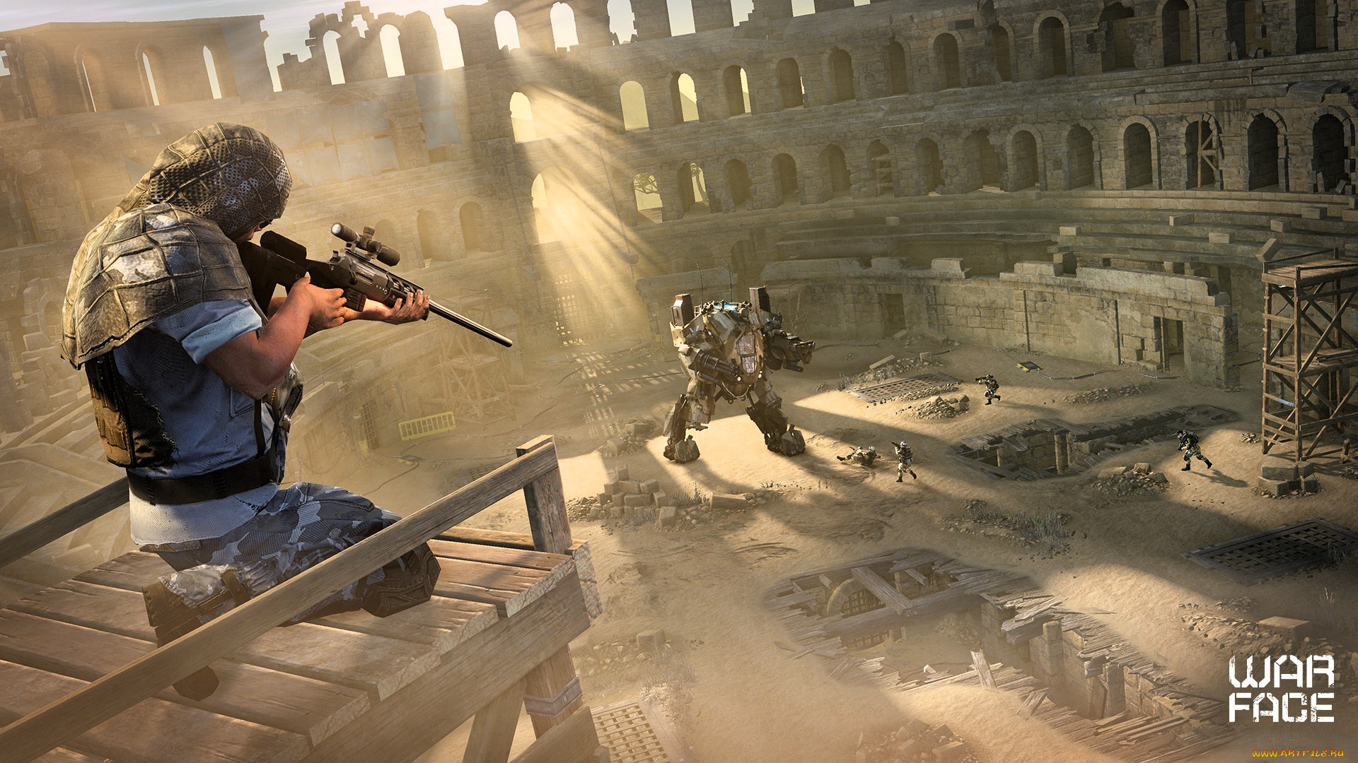 видео, игры, warface, колизей, снайпер, оружие, спецназ, робот