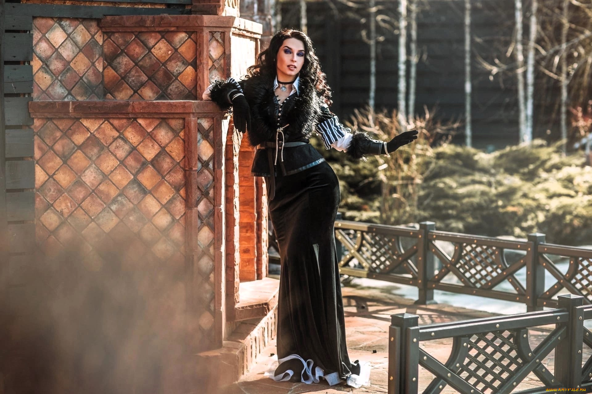 девушки, анна, шаховская, образ, косплей, наряд, костюм, дом, лес, ограда