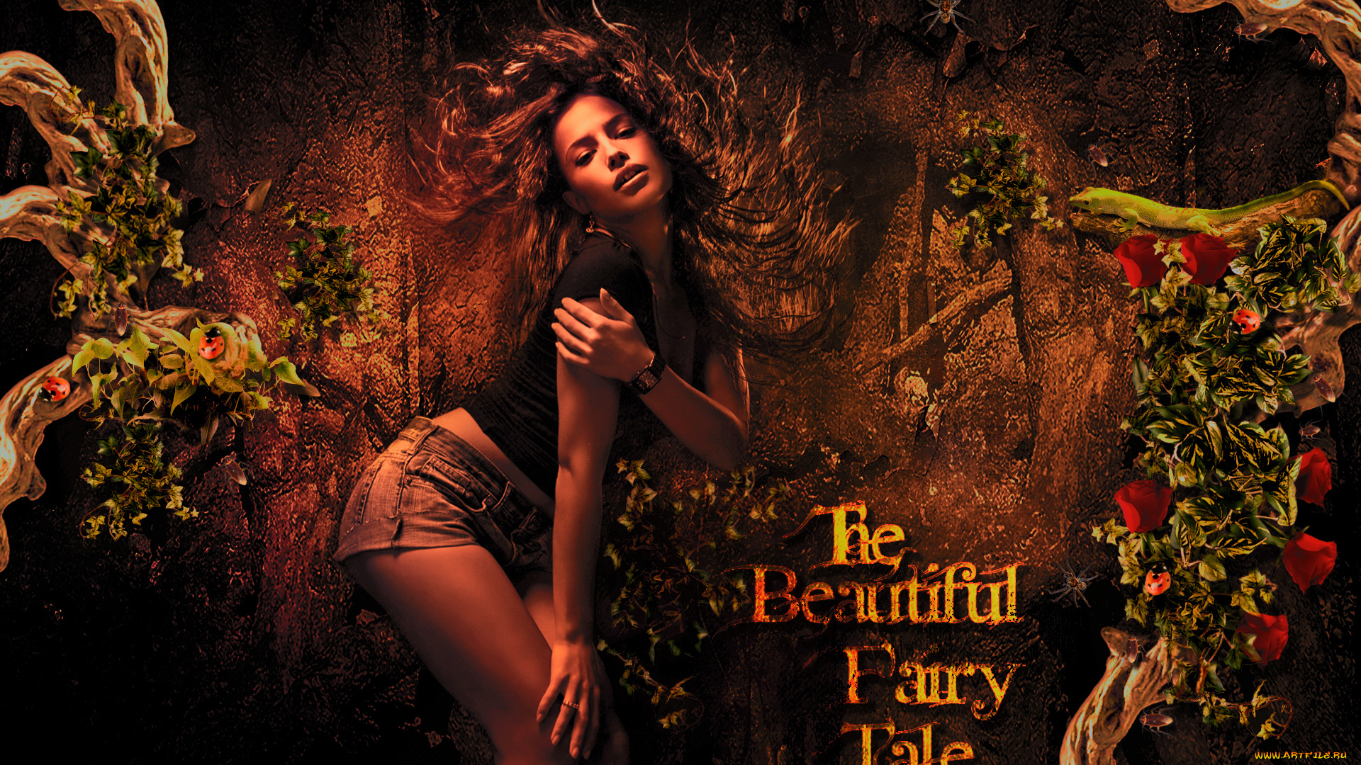 -Unsort, Креатив, девушки, unsort, креатив, божьи, коровки, ящерица, розы