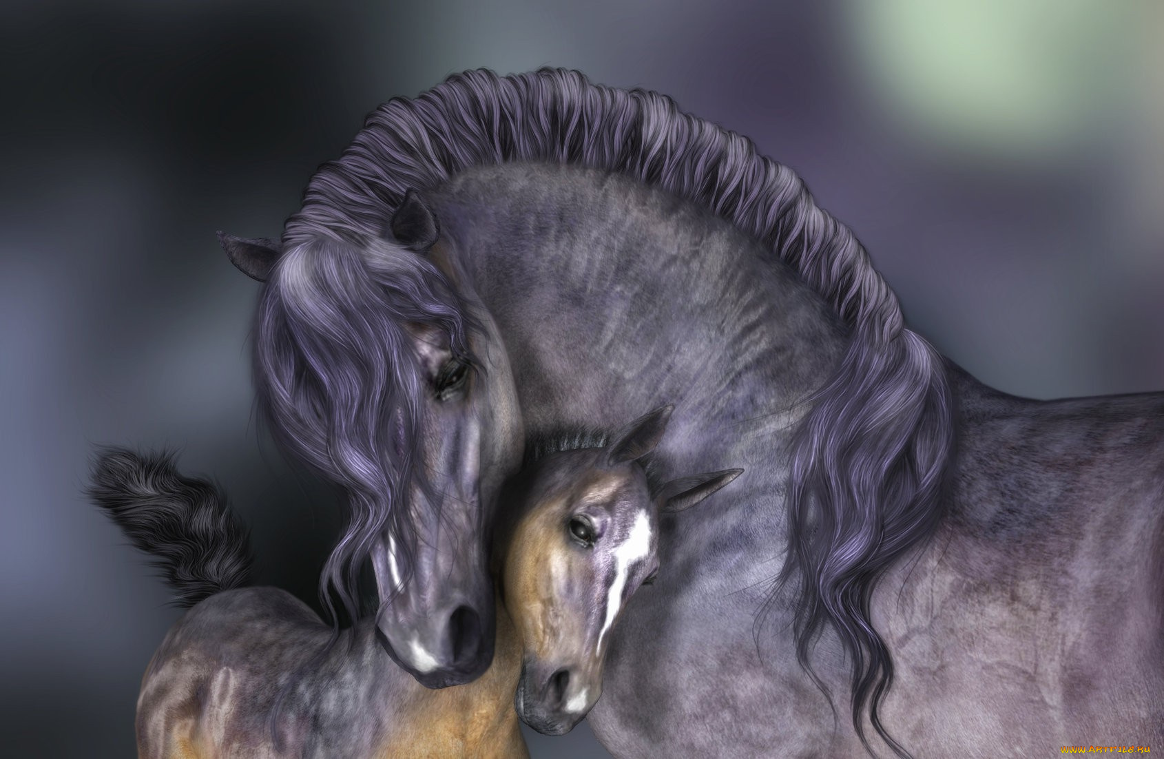 3д, графика, animals, животные, motherly, love