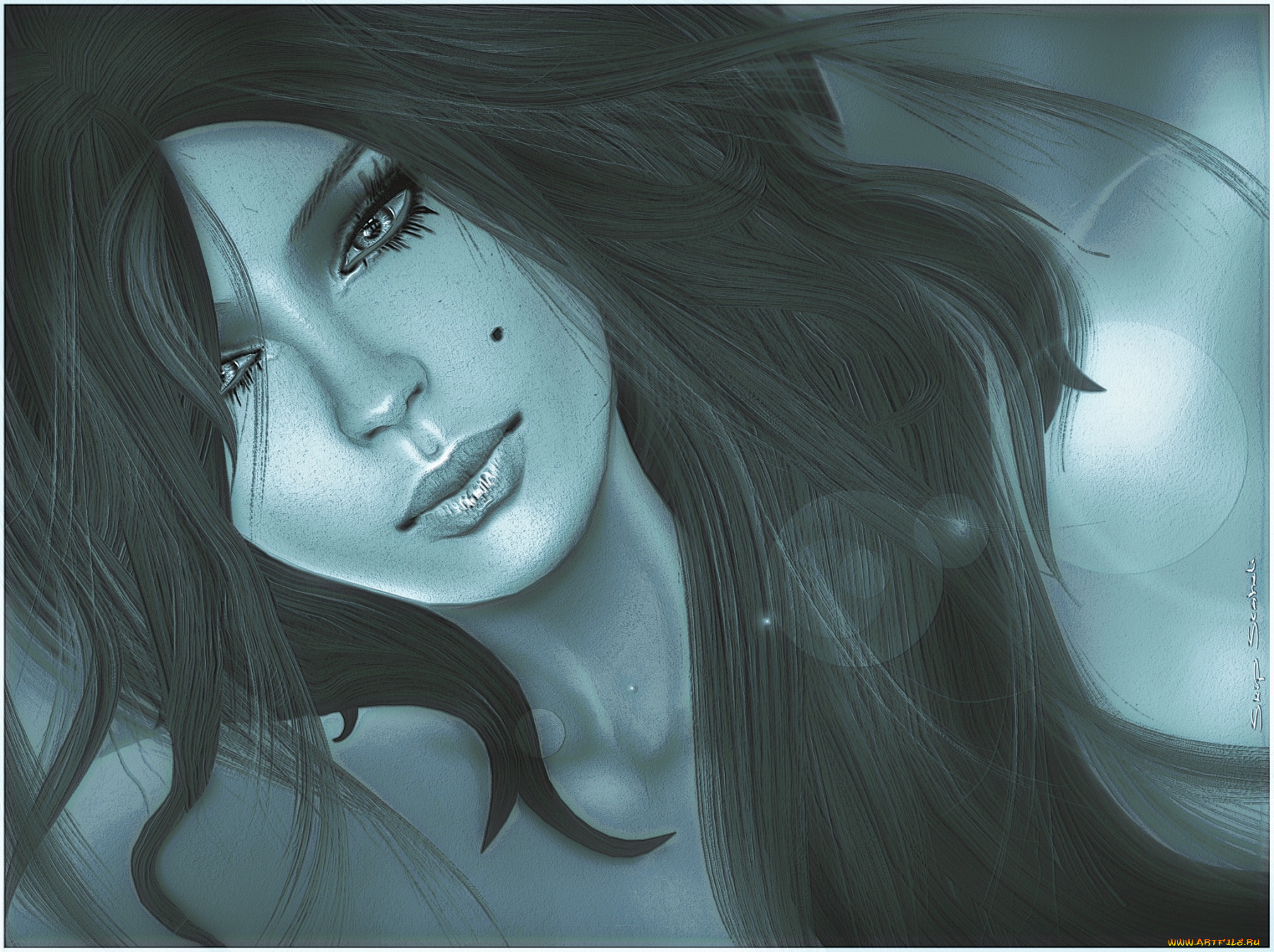 3д, графика, portraits, портрет, волосы, девушка, лицо