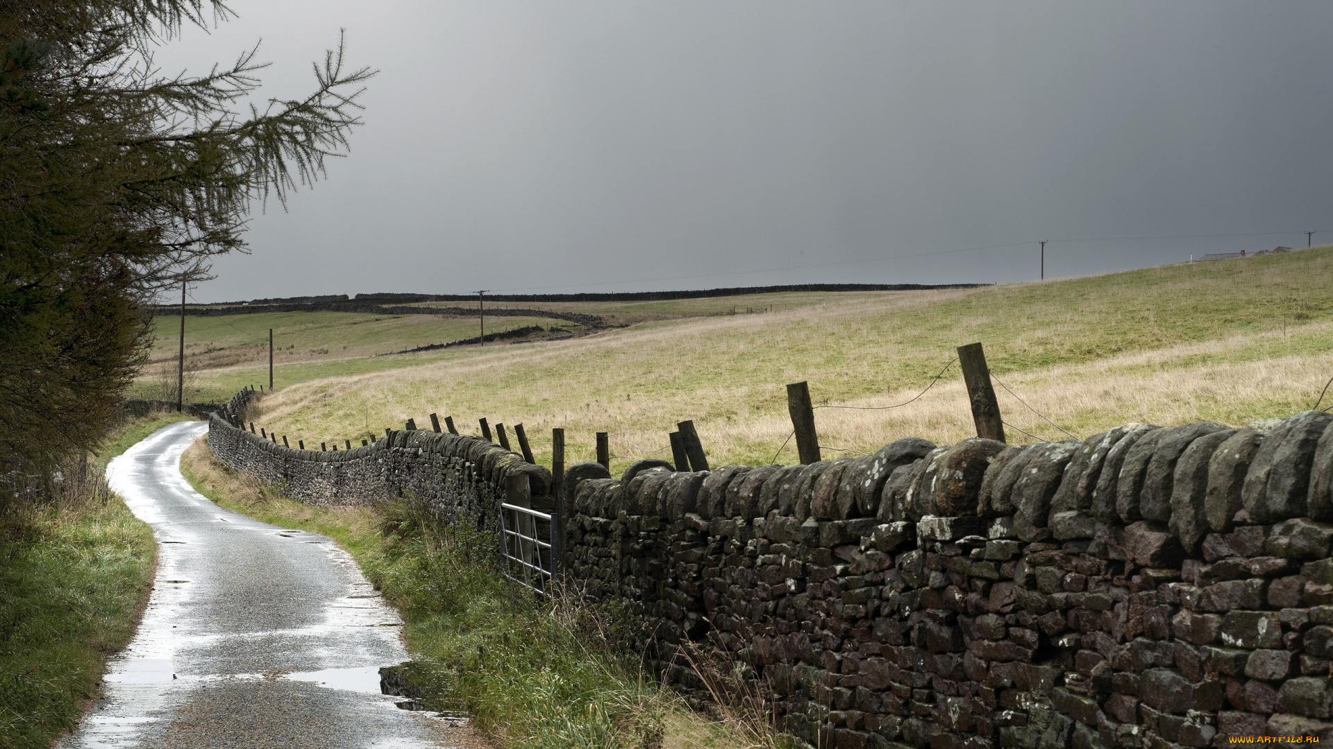 природа, дороги, пейзаж, забор, дорога