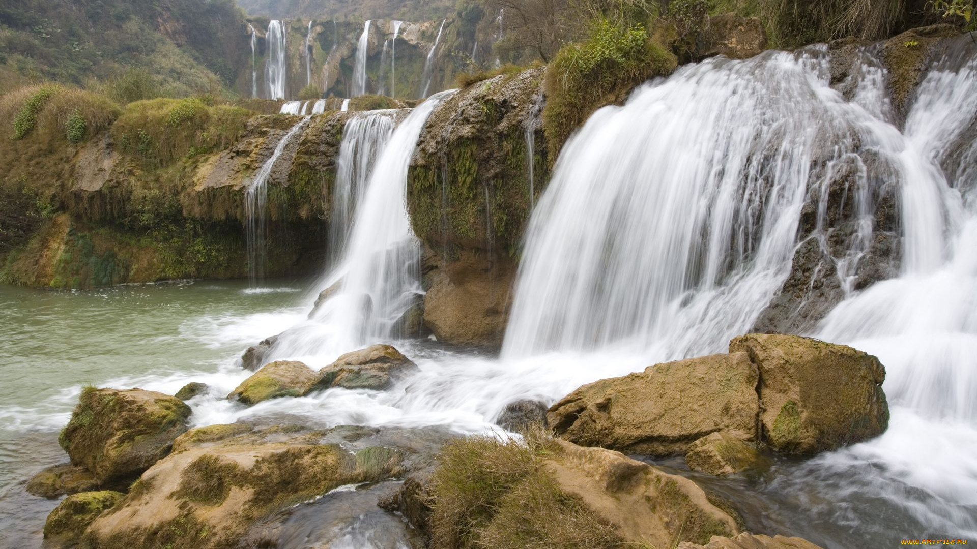 природа, водопады, горы, река